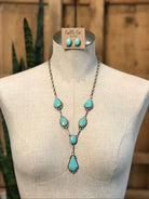 The Lakota Turquoise Lariat Necklace Set-Necklaces-Calli Co., Turquoise and Silver Jewelry, Native American Handmade, Zuni Tribe, Navajo Tribe, Brock Texas