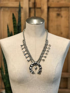 The Monarch Squash Blossom Necklace-Necklaces-Calli Co., Turquoise and Silver Jewelry, Native American Handmade, Zuni Tribe, Navajo Tribe, Brock Texas