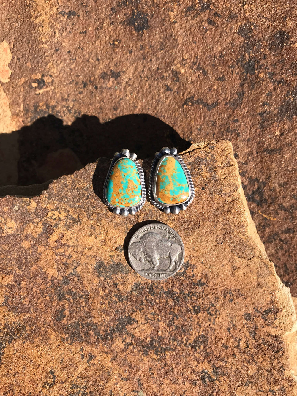 The Turquoise Studs, 9-Earrings-Calli Co., Turquoise and Silver Jewelry, Native American Handmade, Zuni Tribe, Navajo Tribe, Brock Texas