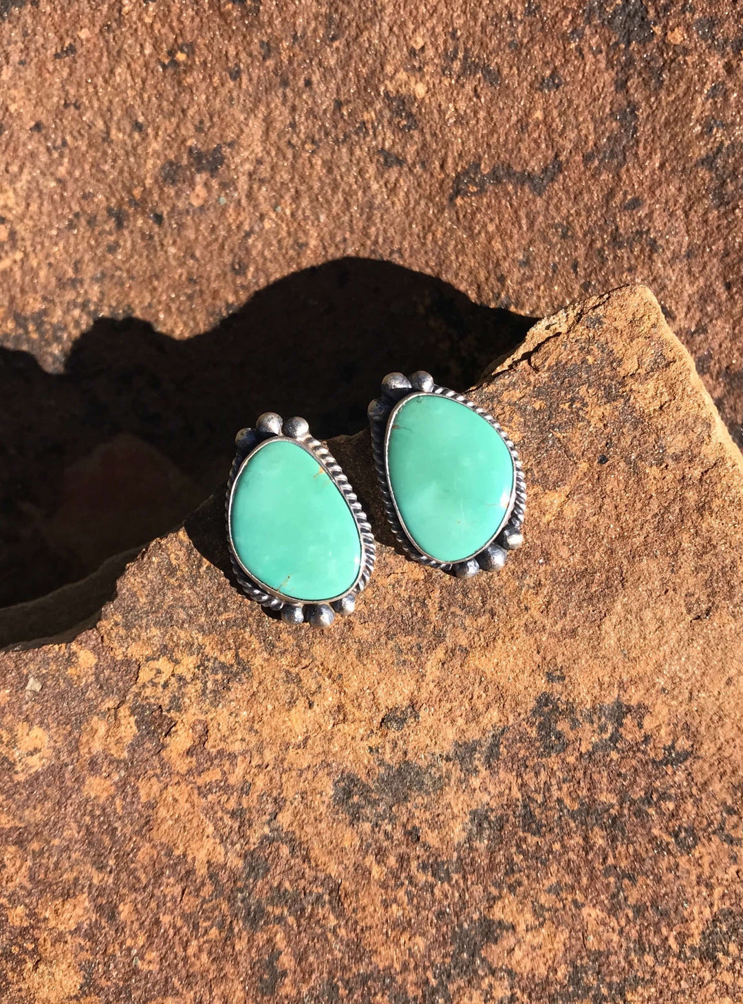 The Turquoise Studs, 10-Earrings-Calli Co., Turquoise and Silver Jewelry, Native American Handmade, Zuni Tribe, Navajo Tribe, Brock Texas