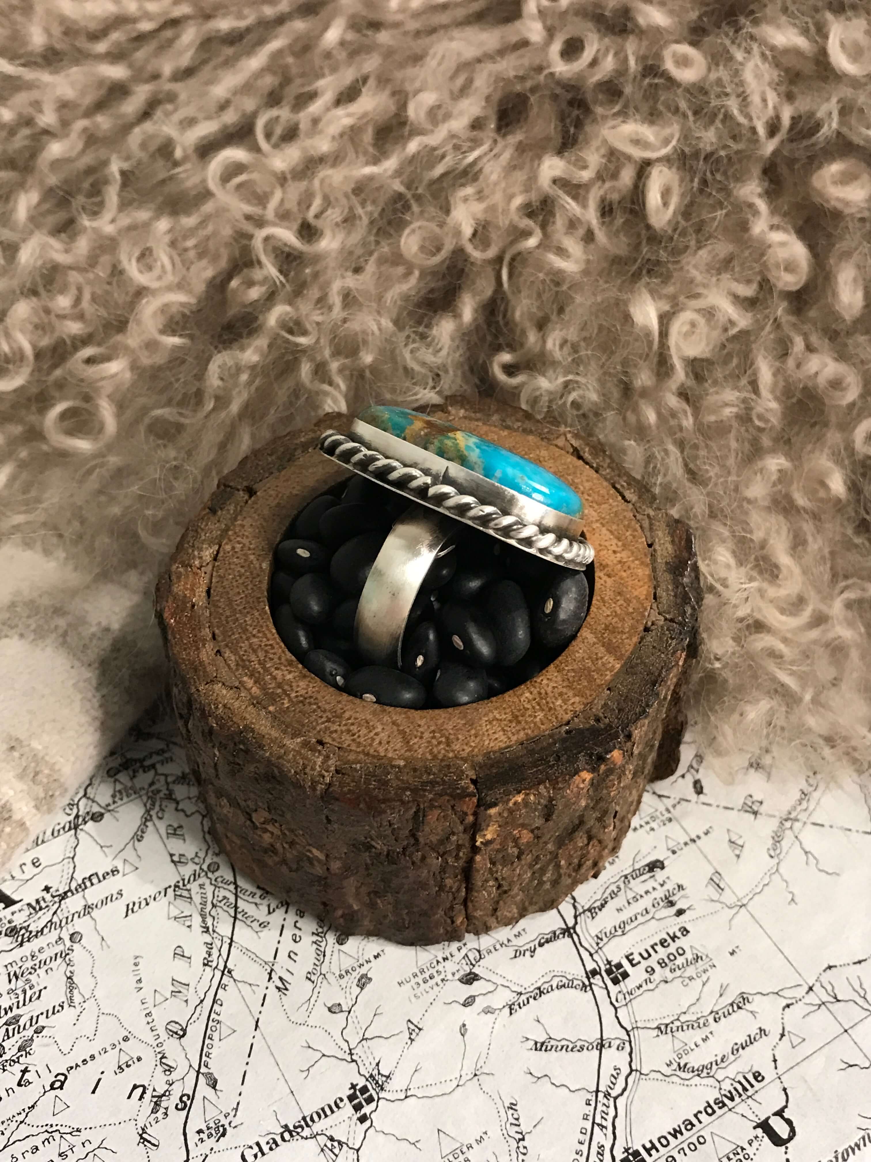 The Riverfall Adjustable Turquoise Ring, 3-Rings-Calli Co., Turquoise and Silver Jewelry, Native American Handmade, Zuni Tribe, Navajo Tribe, Brock Texas