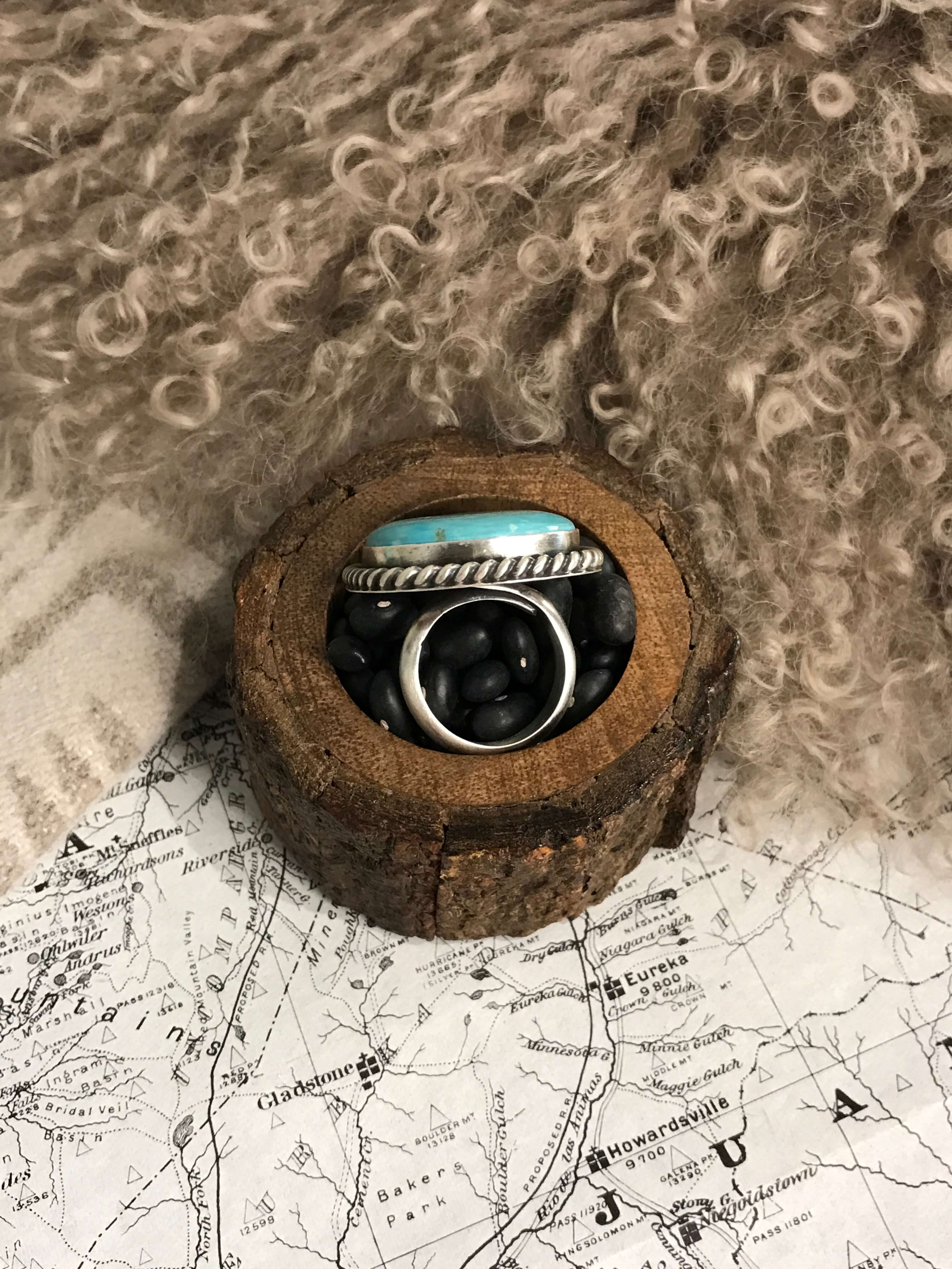 The Riverfall Adjustable Turquoise Ring, 4-Rings-Calli Co., Turquoise and Silver Jewelry, Native American Handmade, Zuni Tribe, Navajo Tribe, Brock Texas