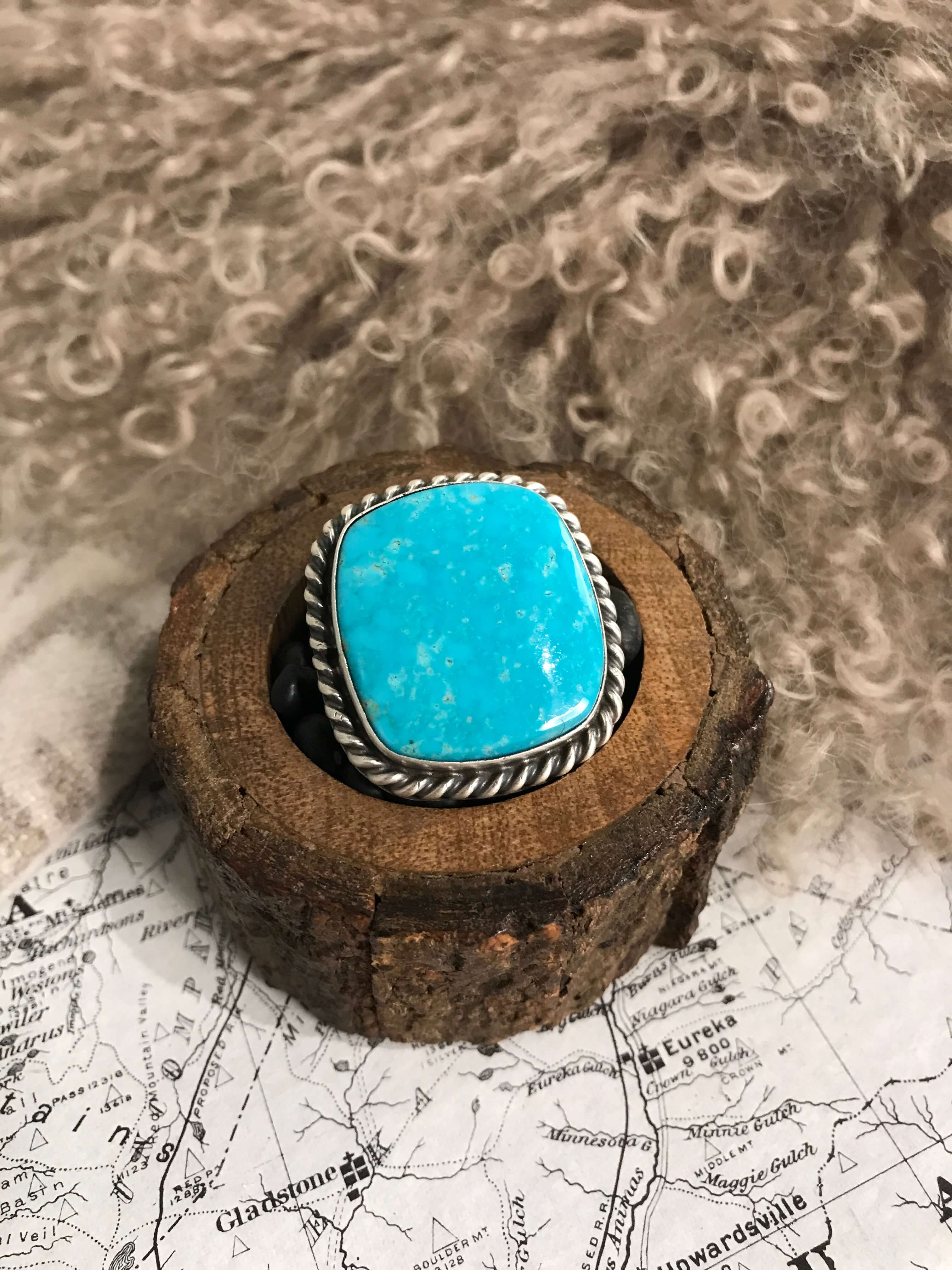 The Riverfall Adjustable Turquoise Ring, 5-Rings-Calli Co., Turquoise and Silver Jewelry, Native American Handmade, Zuni Tribe, Navajo Tribe, Brock Texas