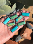 The Big Chief Turquoise Bar Necklaces-Necklaces-Calli Co., Turquoise and Silver Jewelry, Native American Handmade, Zuni Tribe, Navajo Tribe, Brock Texas