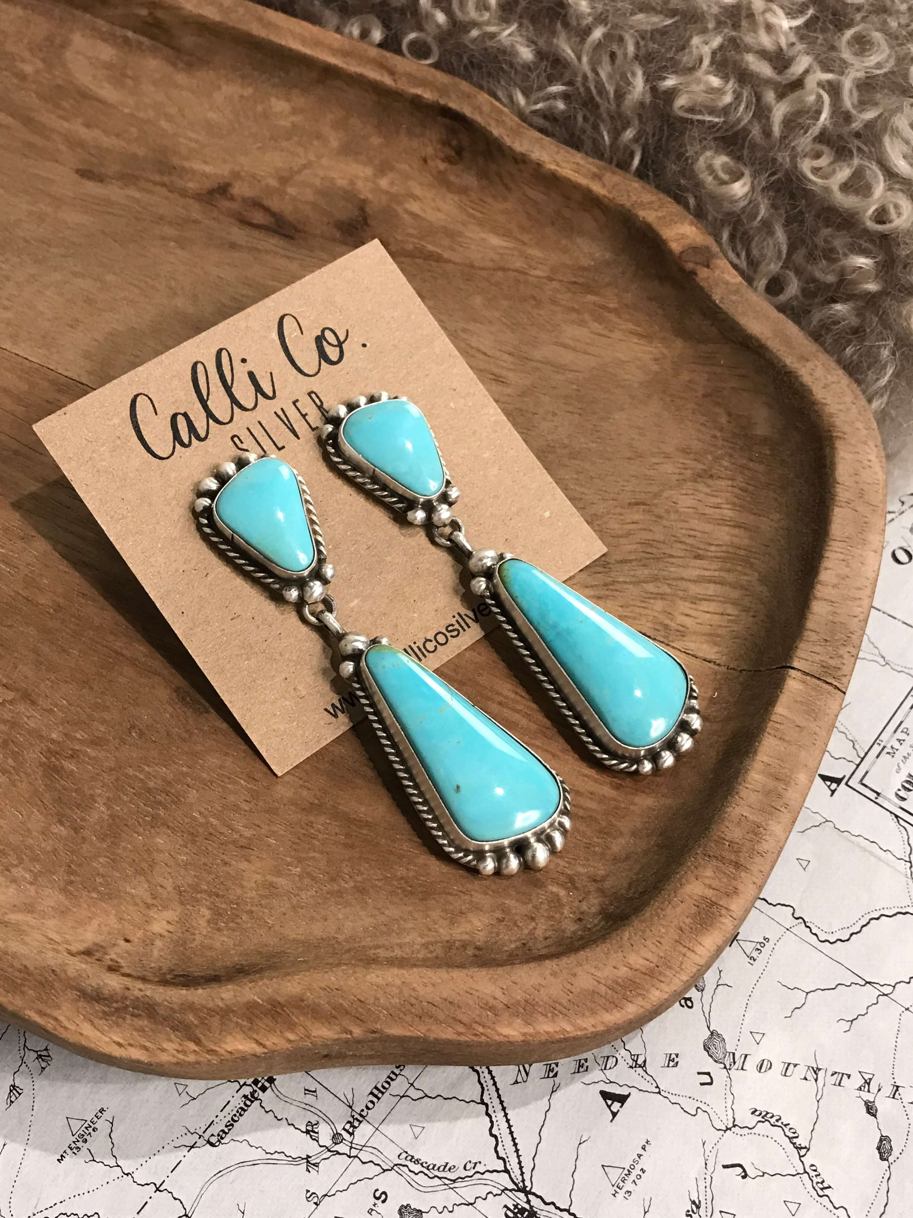 The Glendale Earrings, 9-Earrings-Calli Co., Turquoise and Silver Jewelry, Native American Handmade, Zuni Tribe, Navajo Tribe, Brock Texas