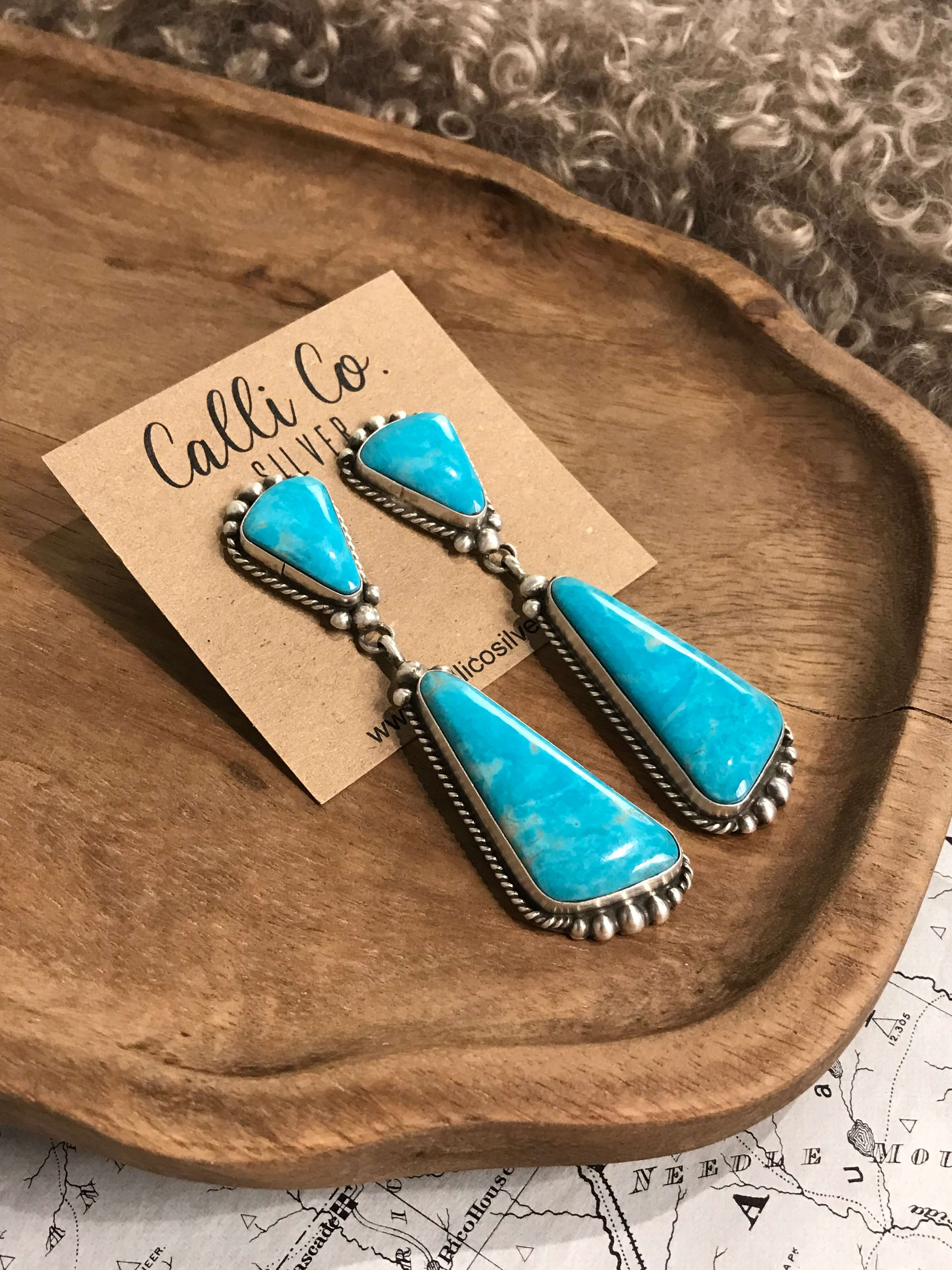 The Glendale Earrings, 12-Earrings-Calli Co., Turquoise and Silver Jewelry, Native American Handmade, Zuni Tribe, Navajo Tribe, Brock Texas