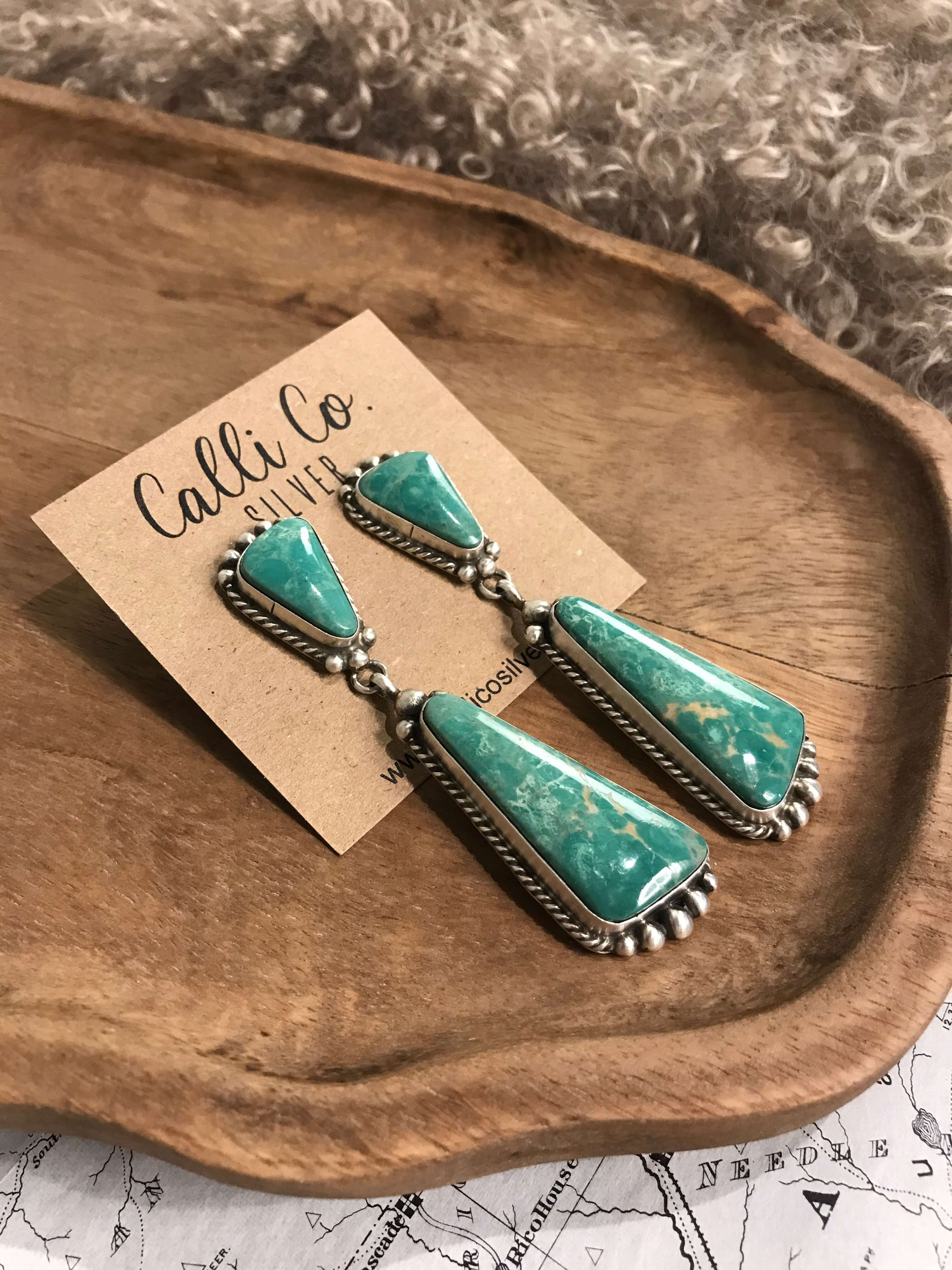 The Glendale Earrings, 10-Earrings-Calli Co., Turquoise and Silver Jewelry, Native American Handmade, Zuni Tribe, Navajo Tribe, Brock Texas