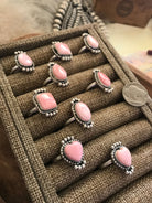 The Banner Pink Conch Rings-Rings-Calli Co., Turquoise and Silver Jewelry, Native American Handmade, Zuni Tribe, Navajo Tribe, Brock Texas