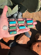 The Big Chief Turquoise Bar Necklaces-Necklaces-Calli Co., Turquoise and Silver Jewelry, Native American Handmade, Zuni Tribe, Navajo Tribe, Brock Texas