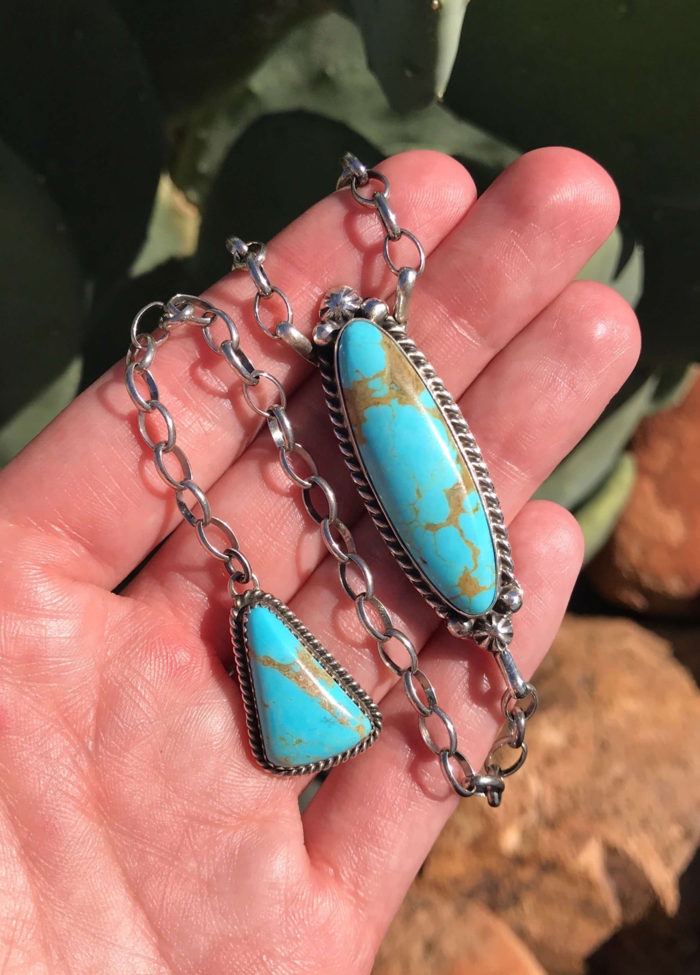 The Ace Lariat Necklace, 17-Necklaces-Calli Co., Turquoise and Silver Jewelry, Native American Handmade, Zuni Tribe, Navajo Tribe, Brock Texas