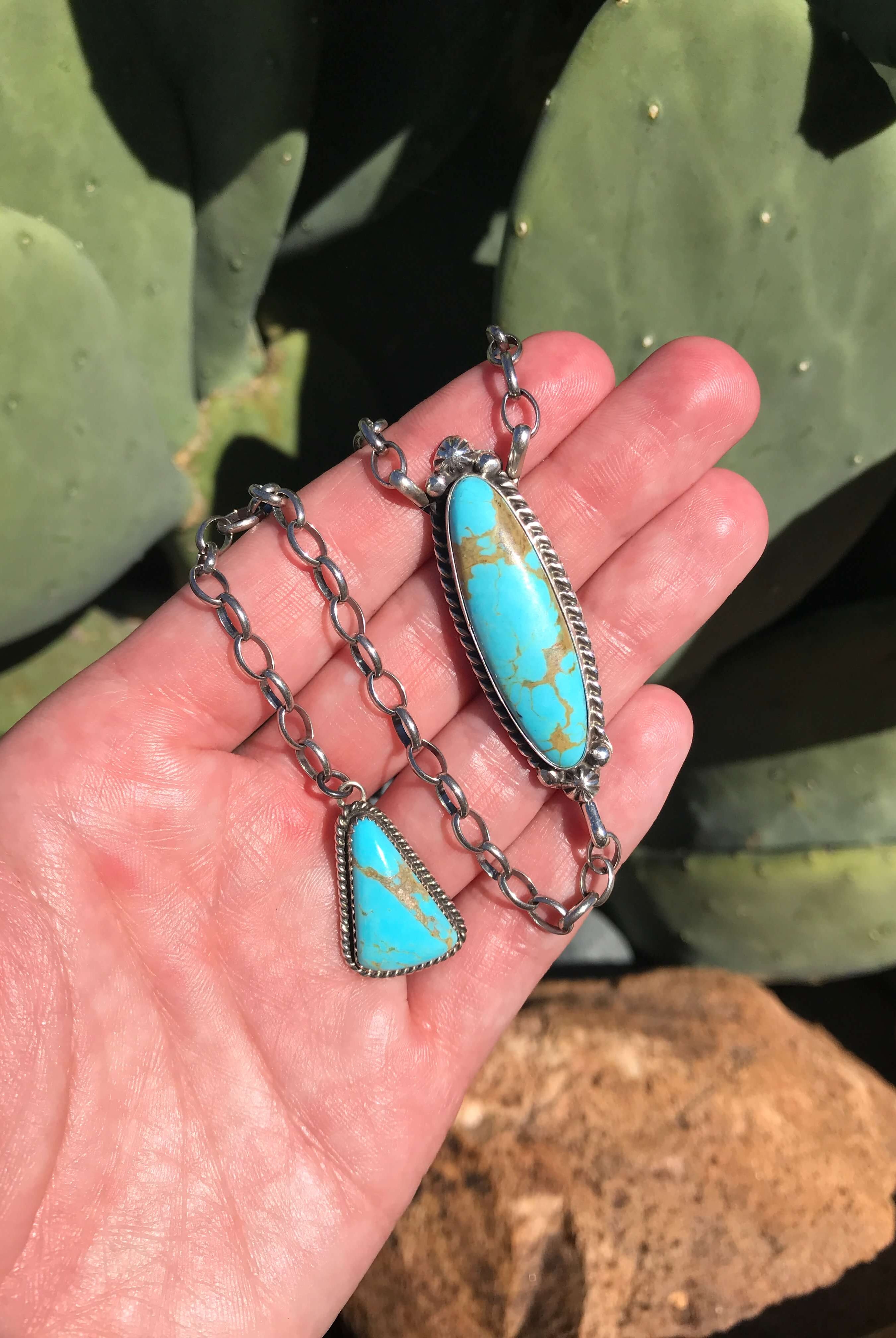 The Ace Lariat Necklace, 17-Necklaces-Calli Co., Turquoise and Silver Jewelry, Native American Handmade, Zuni Tribe, Navajo Tribe, Brock Texas