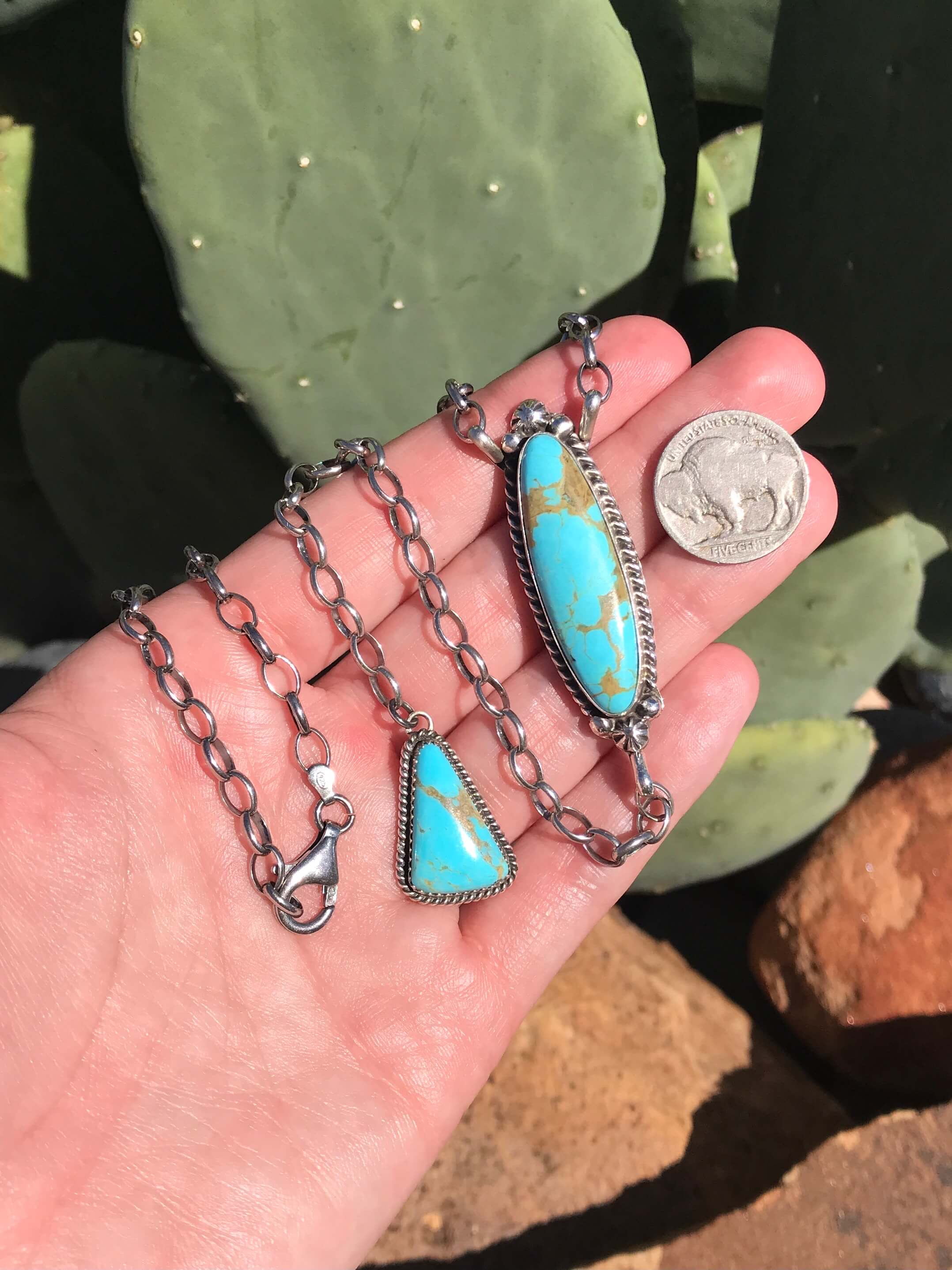 The Ace Lariat Necklace, 17-Necklaces-Calli Co., Turquoise and Silver Jewelry, Native American Handmade, Zuni Tribe, Navajo Tribe, Brock Texas