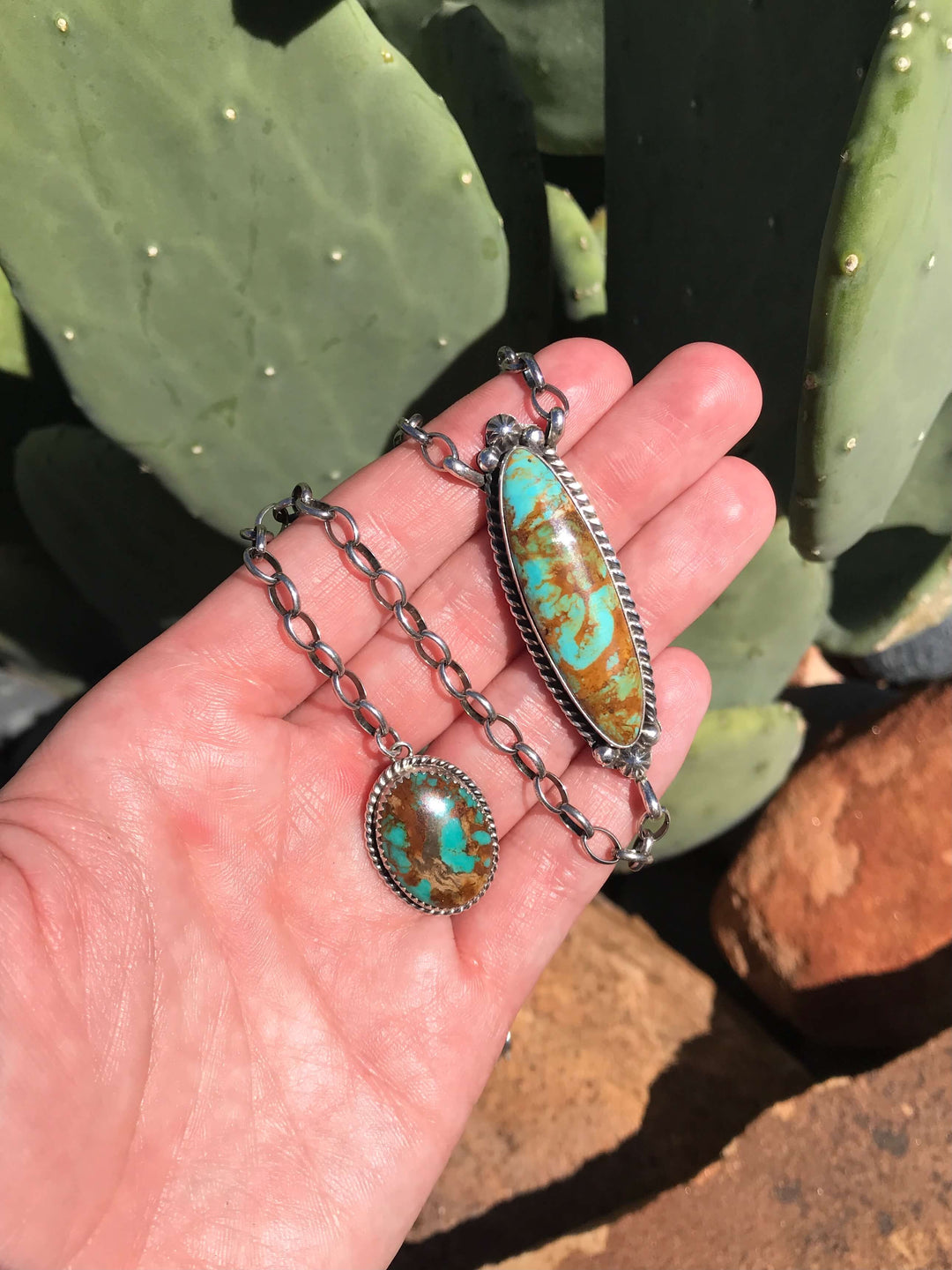 The Ace Lariat Necklace, 18-Necklaces-Calli Co., Turquoise and Silver Jewelry, Native American Handmade, Zuni Tribe, Navajo Tribe, Brock Texas