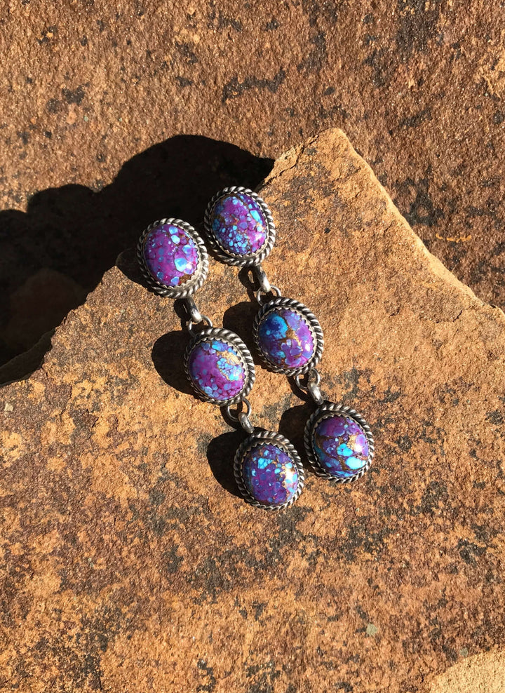 The Osceola Earrings, 5-Earrings-Calli Co., Turquoise and Silver Jewelry, Native American Handmade, Zuni Tribe, Navajo Tribe, Brock Texas