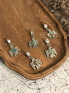 The Turquoise Thunderbird Pendants-Pendants-Calli Co., Turquoise and Silver Jewelry, Native American Handmade, Zuni Tribe, Navajo Tribe, Brock Texas
