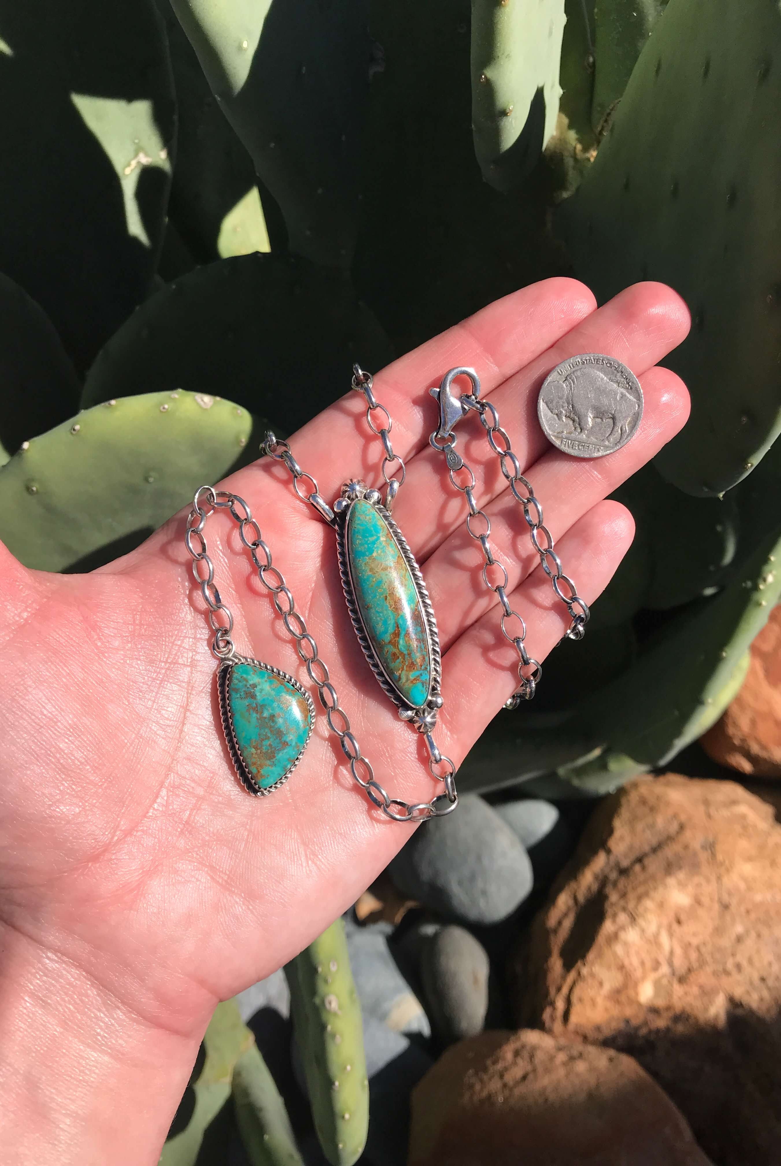 The Ace Lariat Necklace, 19-Necklaces-Calli Co., Turquoise and Silver Jewelry, Native American Handmade, Zuni Tribe, Navajo Tribe, Brock Texas