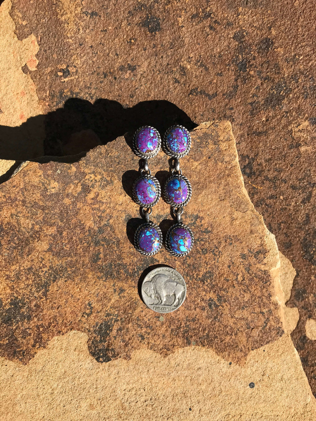 The Osceola Earrings, 5-Earrings-Calli Co., Turquoise and Silver Jewelry, Native American Handmade, Zuni Tribe, Navajo Tribe, Brock Texas