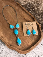 The Flagstaff Turquoise Lariat Necklace Set-Necklaces-Calli Co., Turquoise and Silver Jewelry, Native American Handmade, Zuni Tribe, Navajo Tribe, Brock Texas