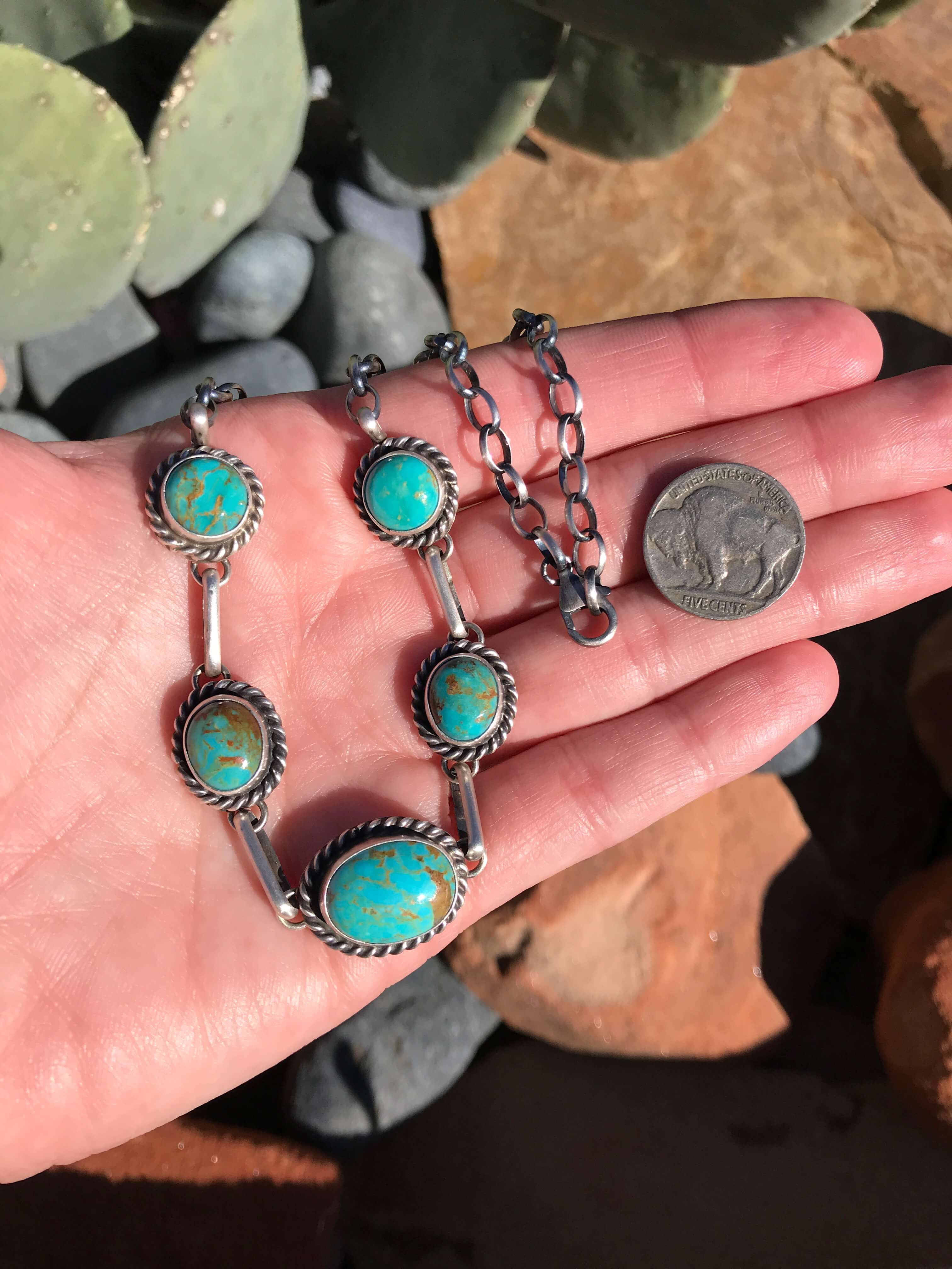 The Lulu Necklace, 19-Necklaces-Calli Co., Turquoise and Silver Jewelry, Native American Handmade, Zuni Tribe, Navajo Tribe, Brock Texas