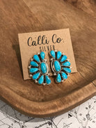 The Woodson Half Cluster Earrings, 8-Earrings-Calli Co., Turquoise and Silver Jewelry, Native American Handmade, Zuni Tribe, Navajo Tribe, Brock Texas