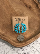 The Woodson Half Cluster Earrings, 8-Earrings-Calli Co., Turquoise and Silver Jewelry, Native American Handmade, Zuni Tribe, Navajo Tribe, Brock Texas