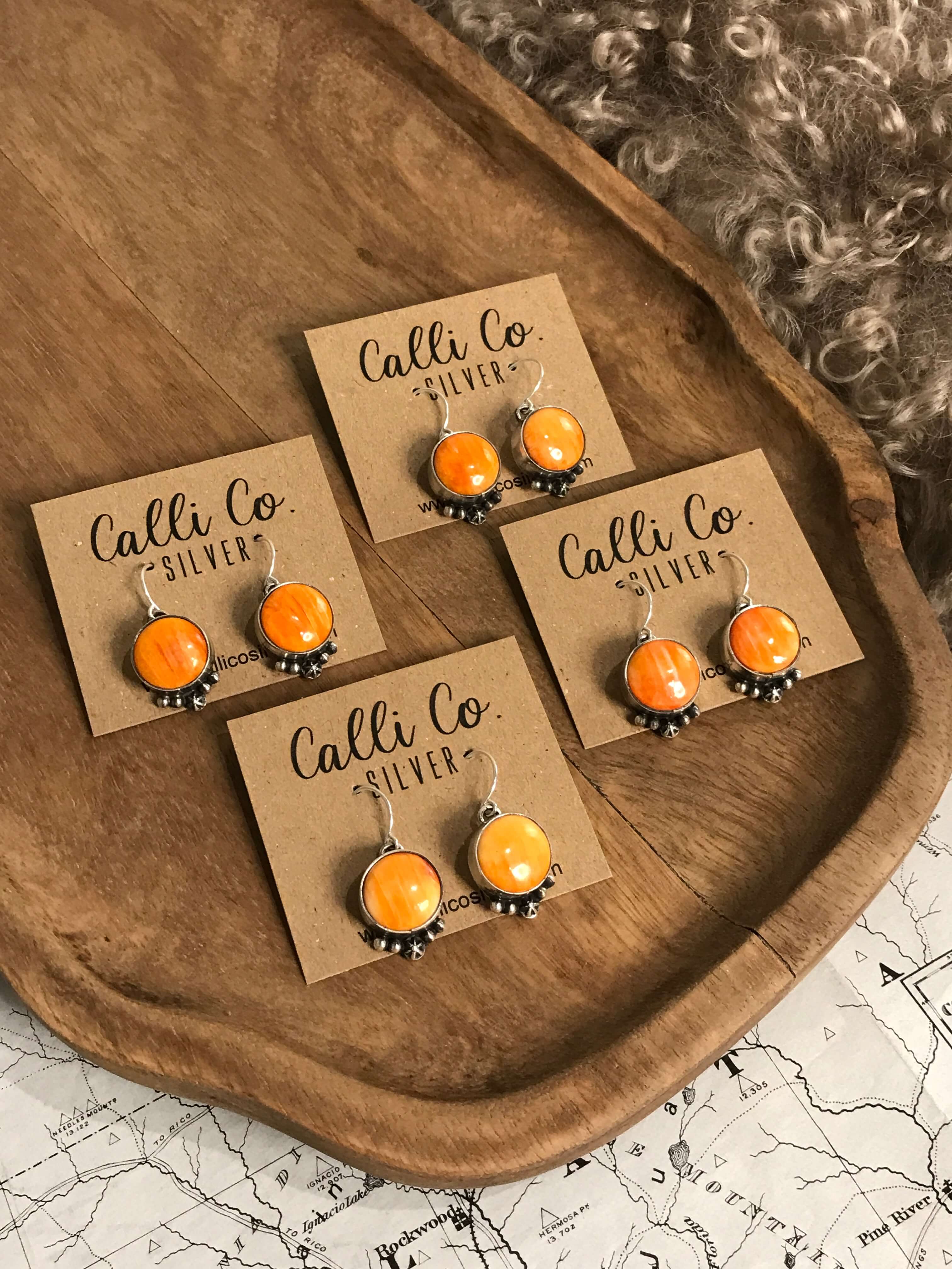 The Spencer Spiny Earrings-Earrings-Calli Co., Turquoise and Silver Jewelry, Native American Handmade, Zuni Tribe, Navajo Tribe, Brock Texas