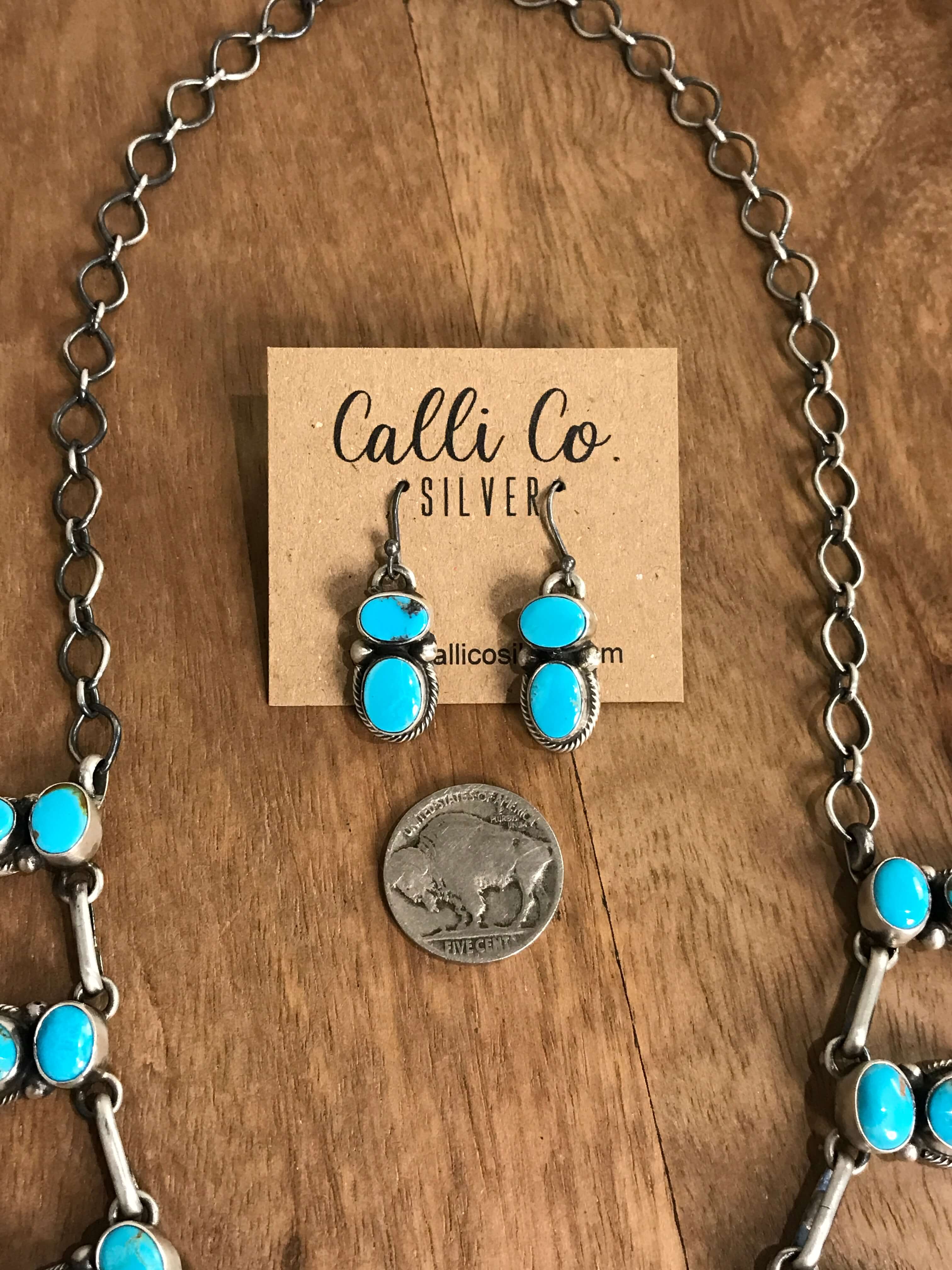 The Elliot Turquoise Statement Necklace Set-Necklaces-Calli Co., Turquoise and Silver Jewelry, Native American Handmade, Zuni Tribe, Navajo Tribe, Brock Texas