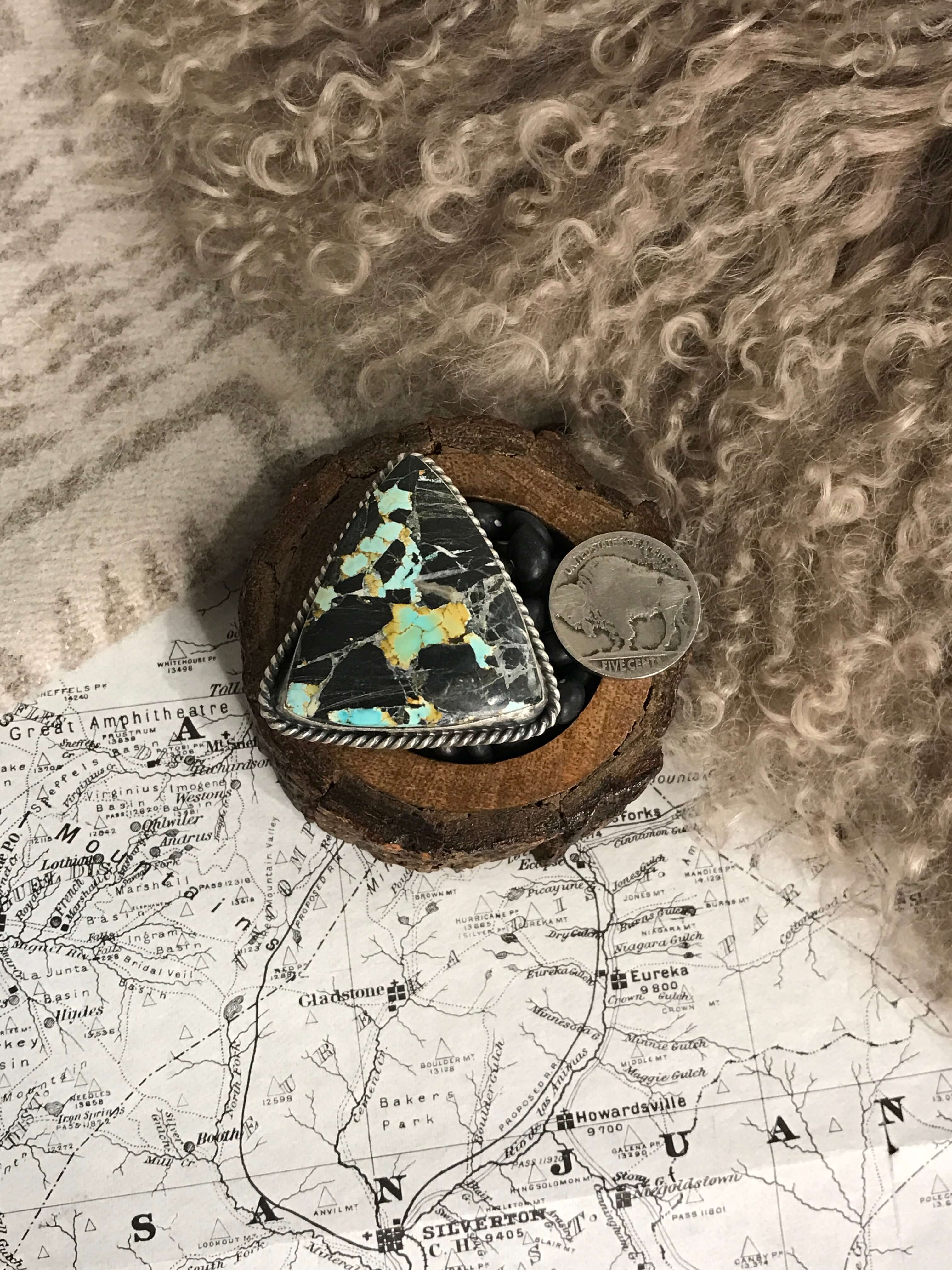 The Downey Ring, Sz 7-Rings-Calli Co., Turquoise and Silver Jewelry, Native American Handmade, Zuni Tribe, Navajo Tribe, Brock Texas