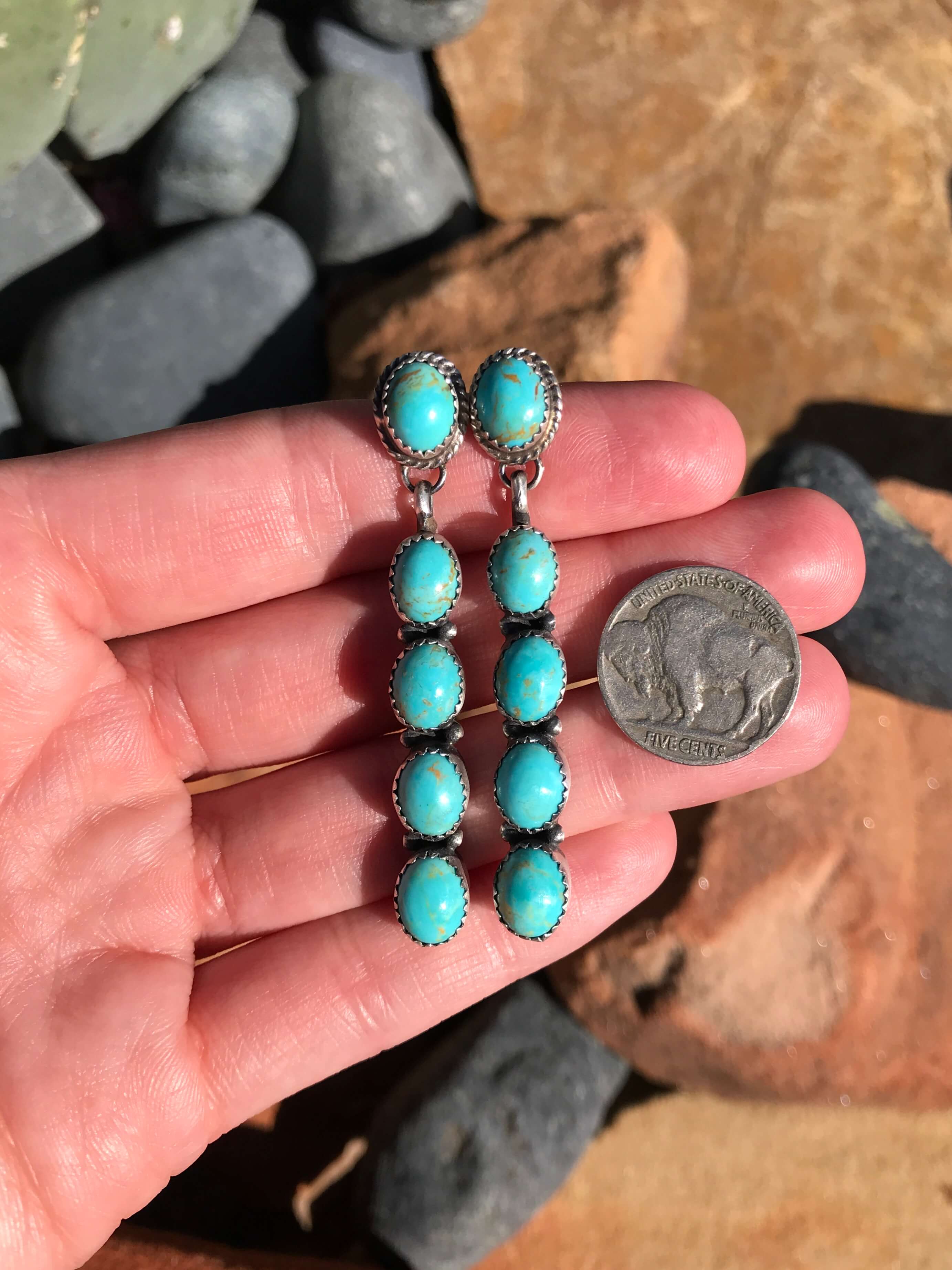 The Mykonos Earrings, 2-Earrings-Calli Co., Turquoise and Silver Jewelry, Native American Handmade, Zuni Tribe, Navajo Tribe, Brock Texas