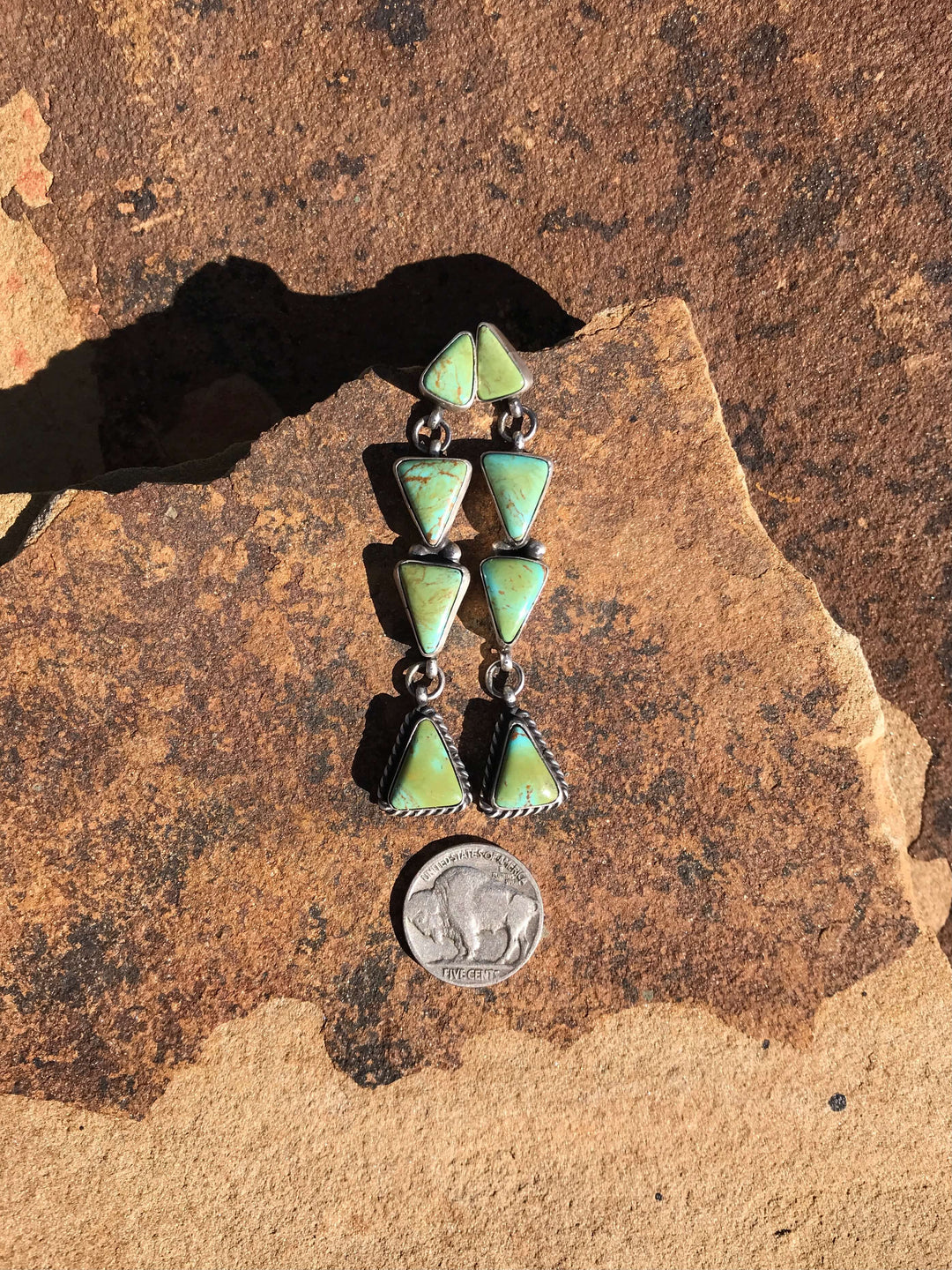 The Echo Lake Turquoise Earrings, 5-Earrings-Calli Co., Turquoise and Silver Jewelry, Native American Handmade, Zuni Tribe, Navajo Tribe, Brock Texas