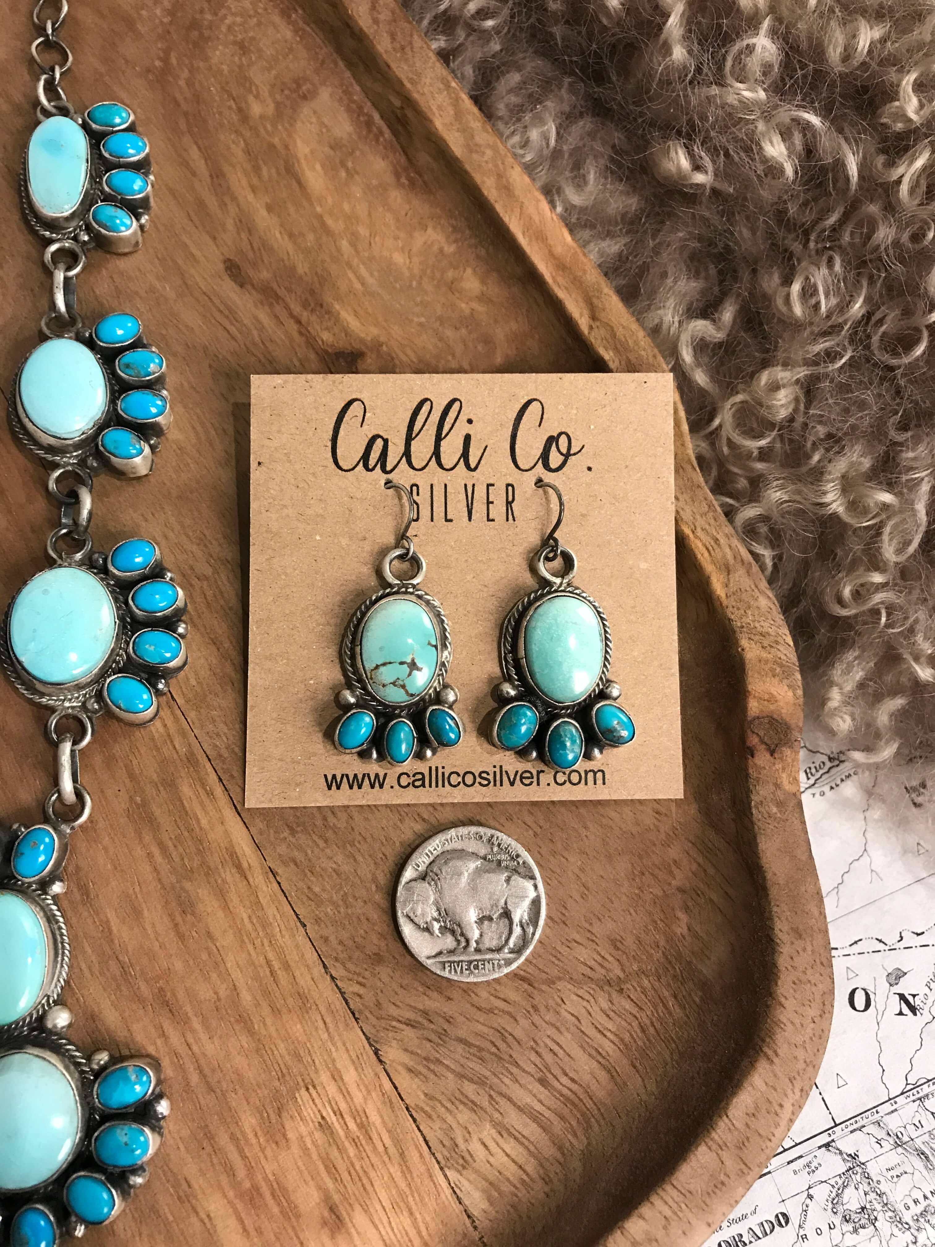 The Montage Turquoise Statement Necklace Set-Necklaces-Calli Co., Turquoise and Silver Jewelry, Native American Handmade, Zuni Tribe, Navajo Tribe, Brock Texas