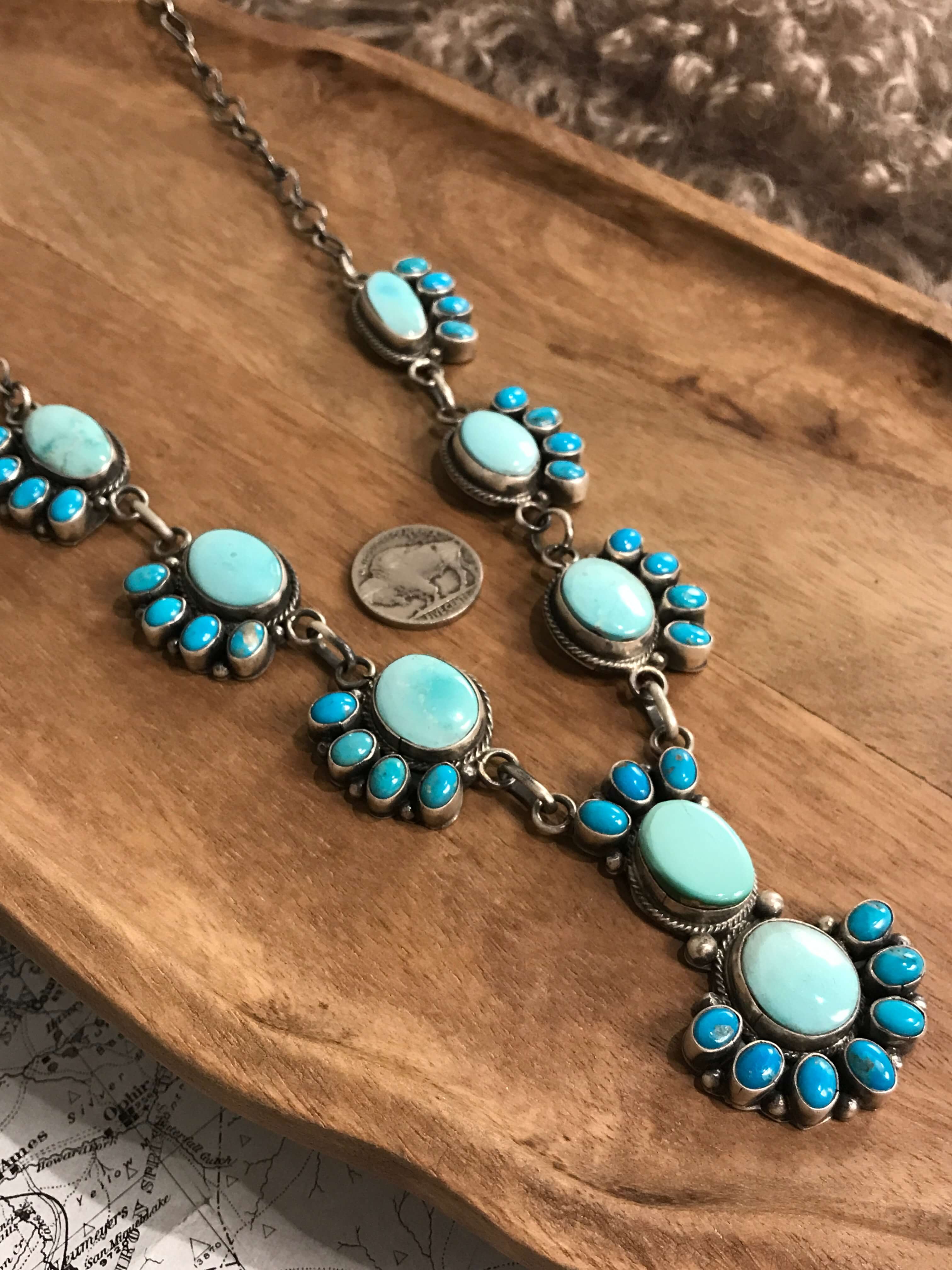 The Montage Turquoise Statement Necklace Set-Necklaces-Calli Co., Turquoise and Silver Jewelry, Native American Handmade, Zuni Tribe, Navajo Tribe, Brock Texas