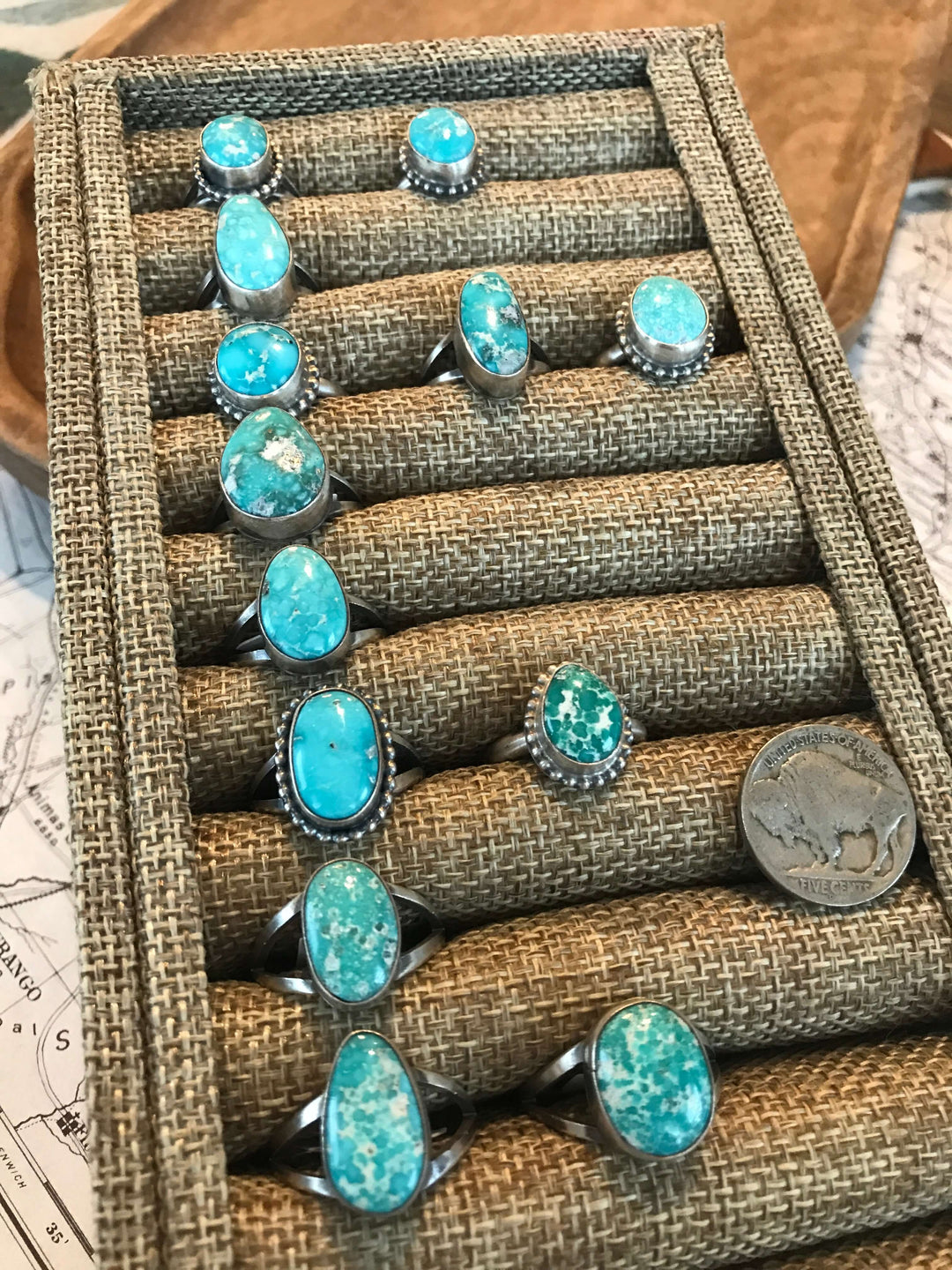 The Nabesna Turquoise Rings-Rings-Calli Co., Turquoise and Silver Jewelry, Native American Handmade, Zuni Tribe, Navajo Tribe, Brock Texas