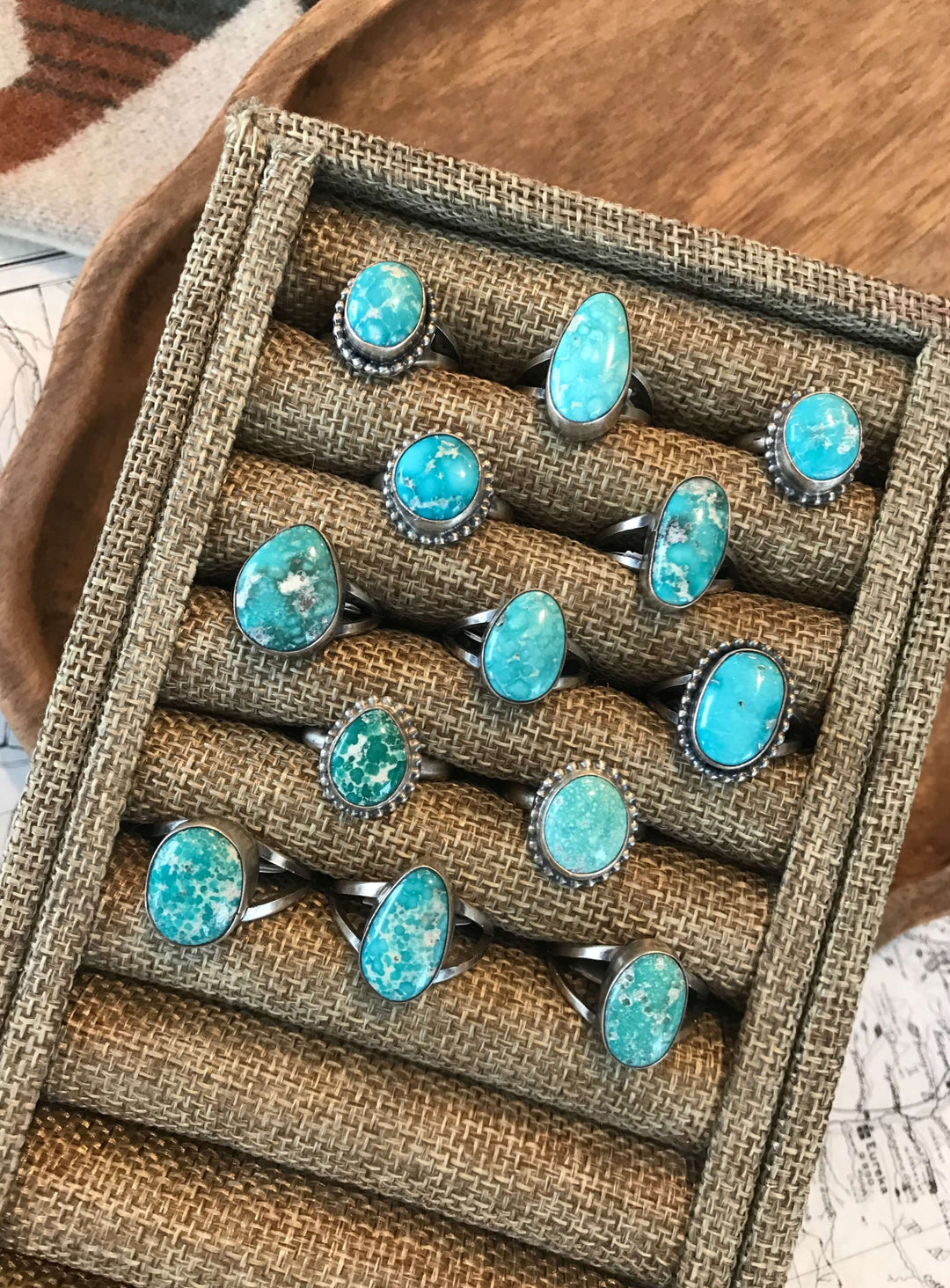 The Nabesna Turquoise Rings-Rings-Calli Co., Turquoise and Silver Jewelry, Native American Handmade, Zuni Tribe, Navajo Tribe, Brock Texas