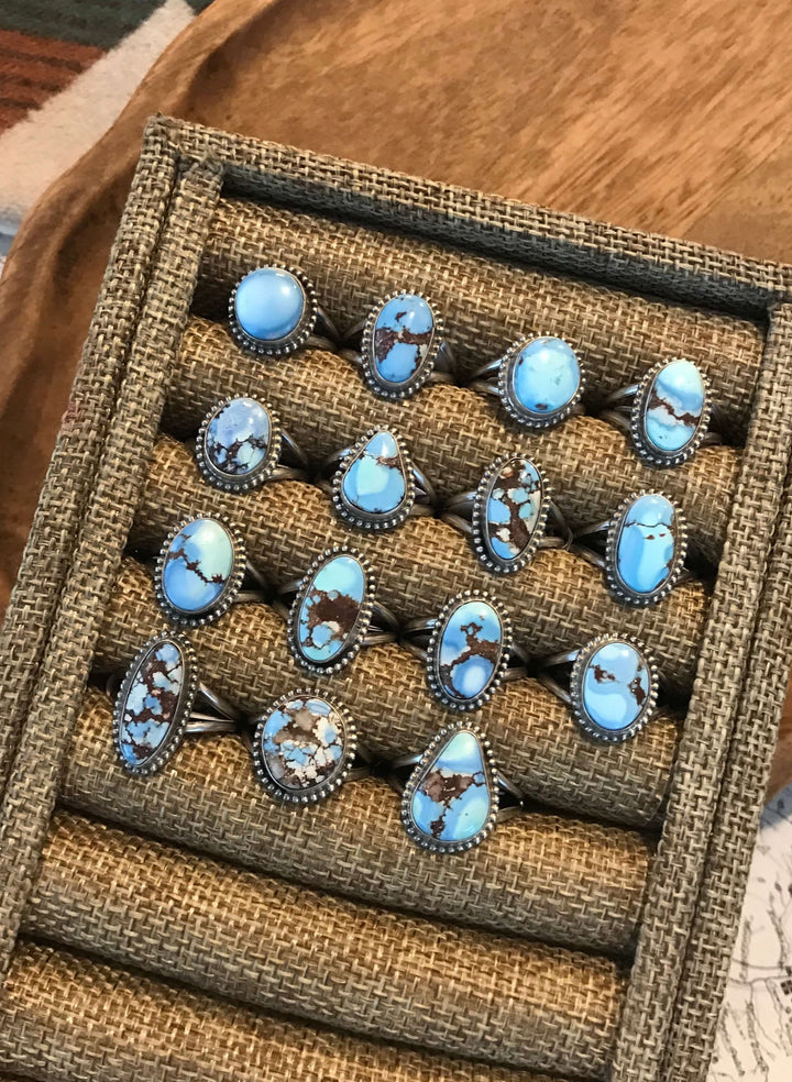 The Turnagain Golden Hills Turquoise Rings-Rings-Calli Co., Turquoise and Silver Jewelry, Native American Handmade, Zuni Tribe, Navajo Tribe, Brock Texas