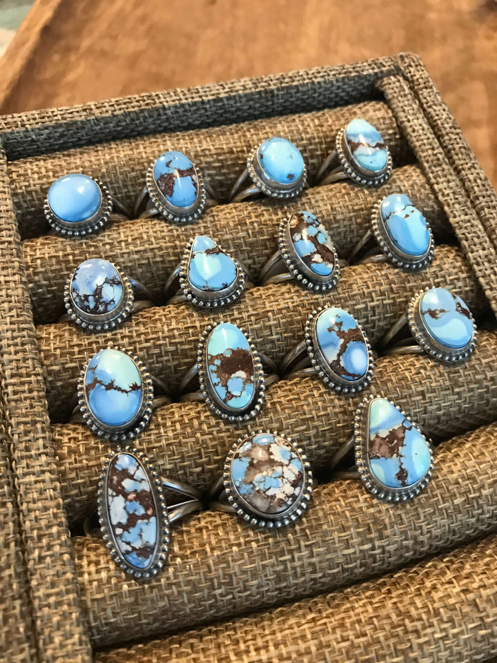 The Turnagain Golden Hills Turquoise Rings-Rings-Calli Co., Turquoise and Silver Jewelry, Native American Handmade, Zuni Tribe, Navajo Tribe, Brock Texas