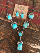 The Breslin Lariat Necklace Set-Necklaces-Calli Co., Turquoise and Silver Jewelry, Native American Handmade, Zuni Tribe, Navajo Tribe, Brock Texas