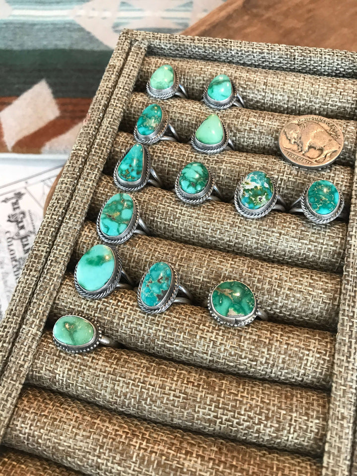 The Primrose Turquoise Rings-Rings-Calli Co., Turquoise and Silver Jewelry, Native American Handmade, Zuni Tribe, Navajo Tribe, Brock Texas