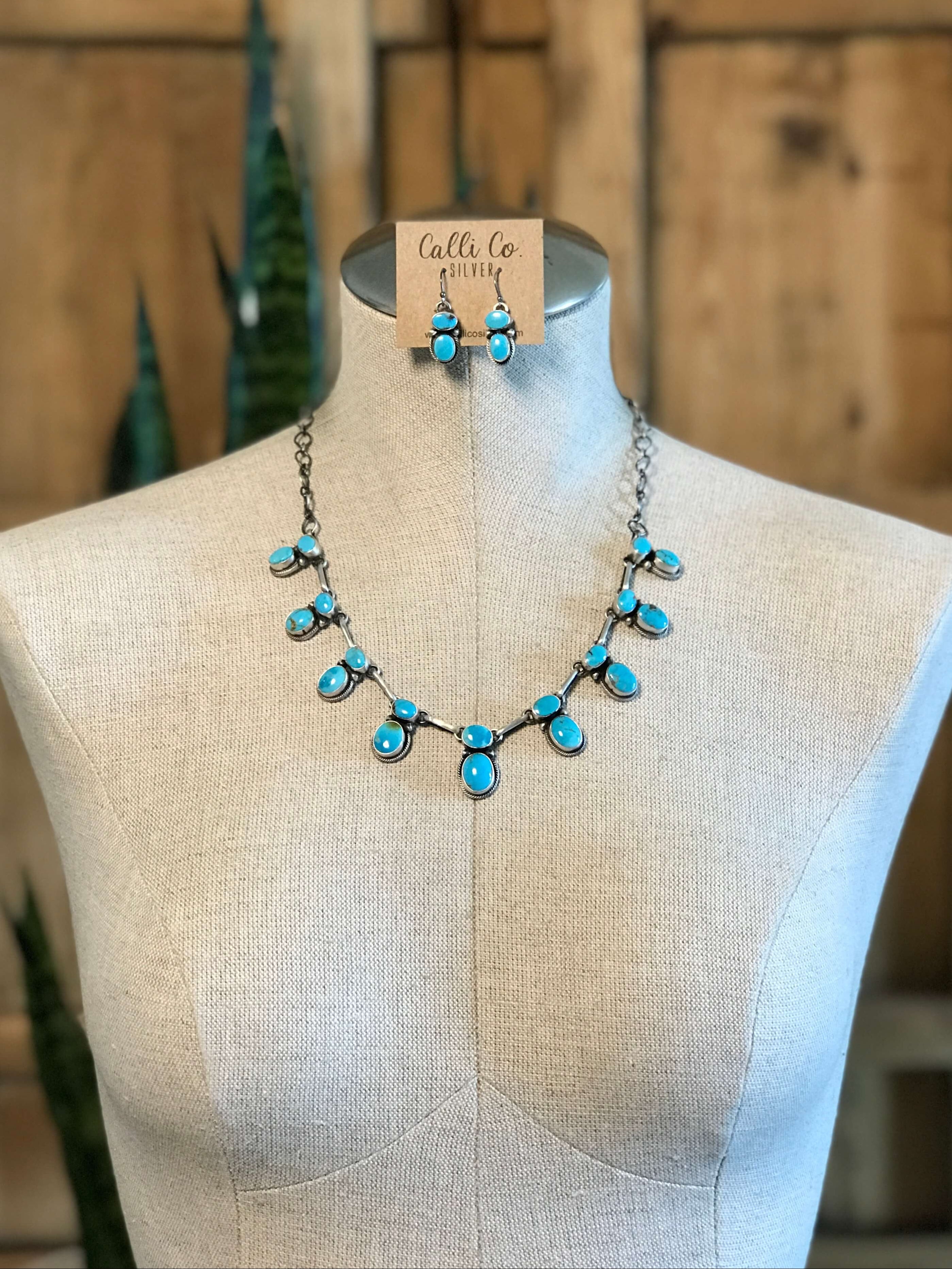 The Elliot Turquoise Statement Necklace Set – Calli Co. Silver
