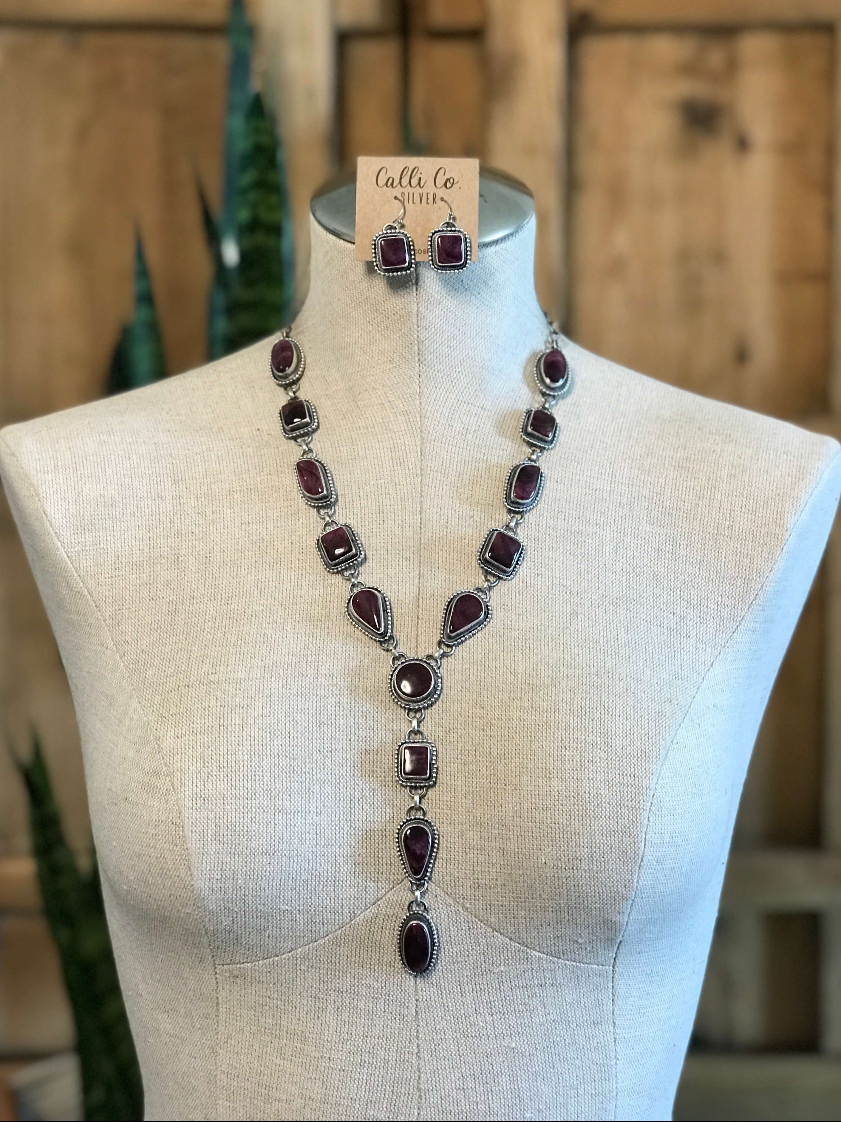 The Pinyon Lariat Necklace Set-Necklaces-Calli Co., Turquoise and Silver Jewelry, Native American Handmade, Zuni Tribe, Navajo Tribe, Brock Texas