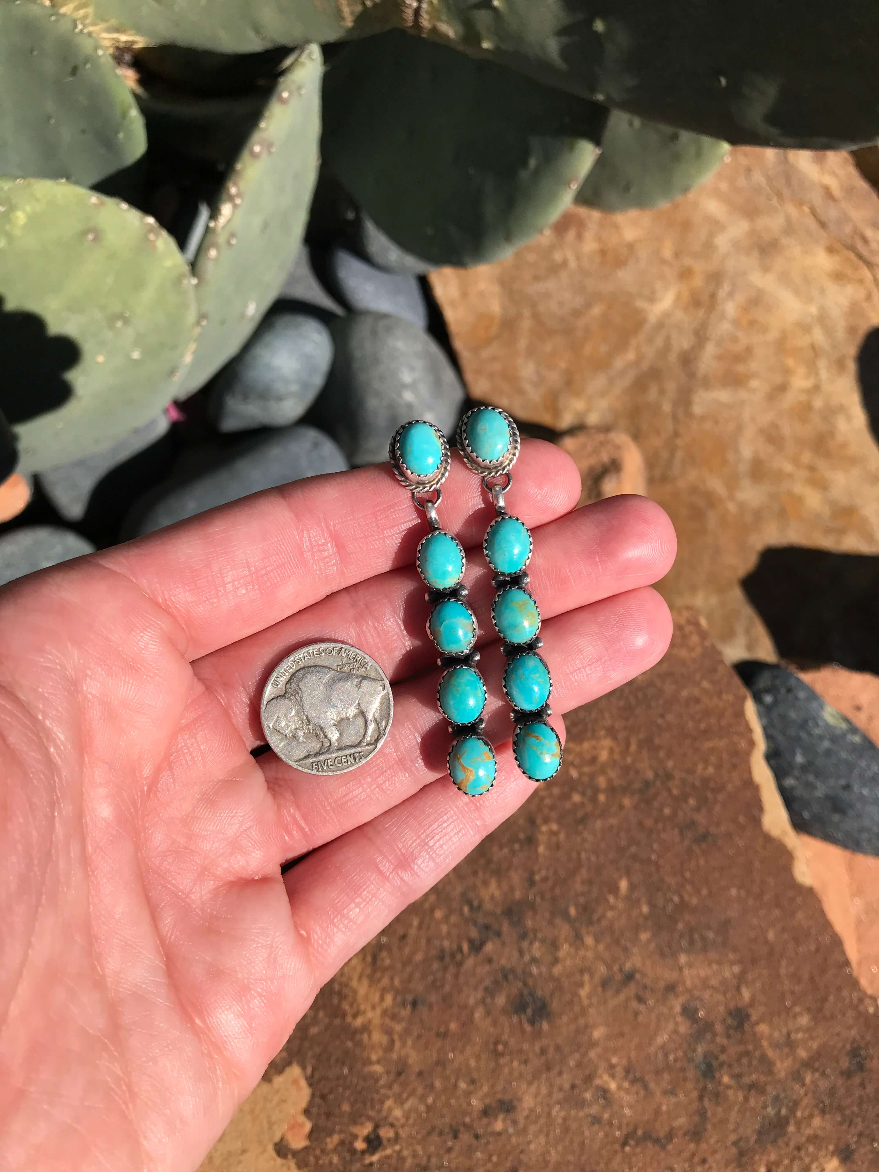 The Mykonos Earrings, 4-Earrings-Calli Co., Turquoise and Silver Jewelry, Native American Handmade, Zuni Tribe, Navajo Tribe, Brock Texas