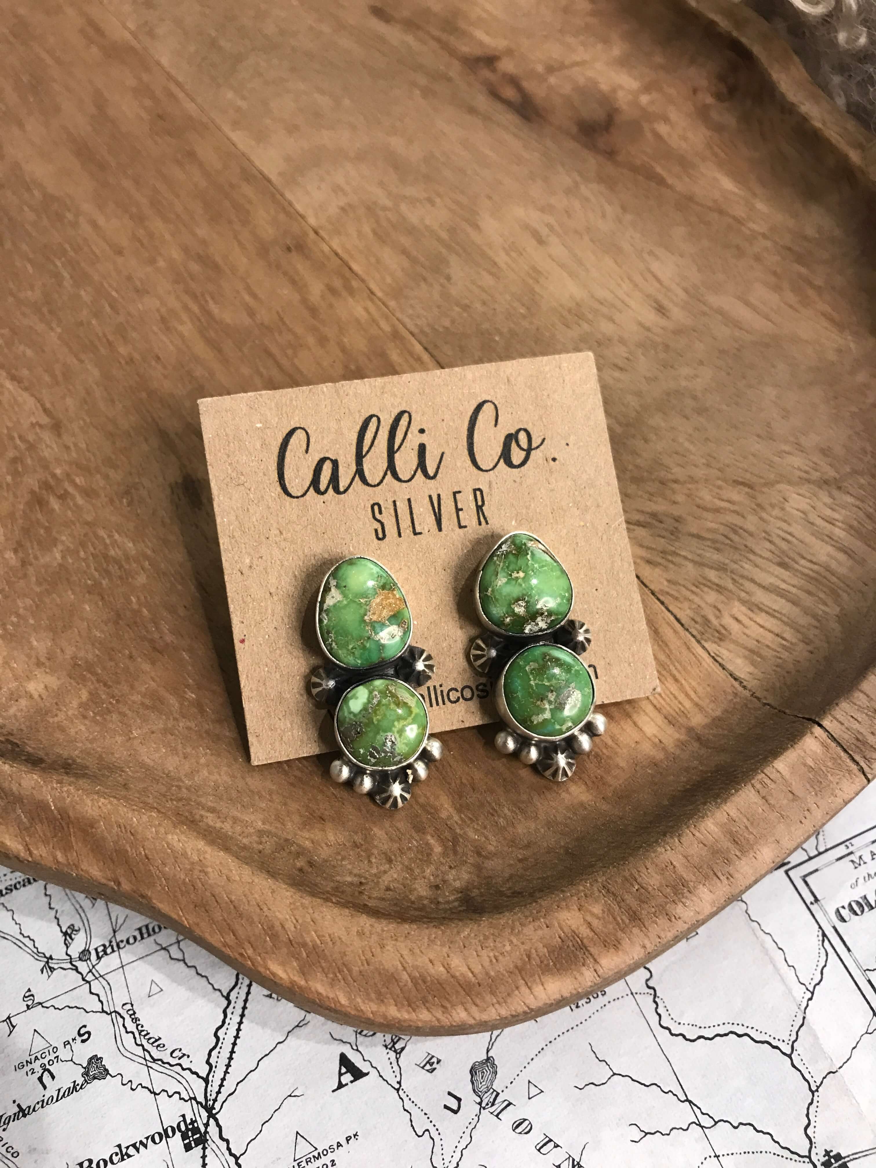 The Emberfield Earrings-Earrings-Calli Co., Turquoise and Silver Jewelry, Native American Handmade, Zuni Tribe, Navajo Tribe, Brock Texas