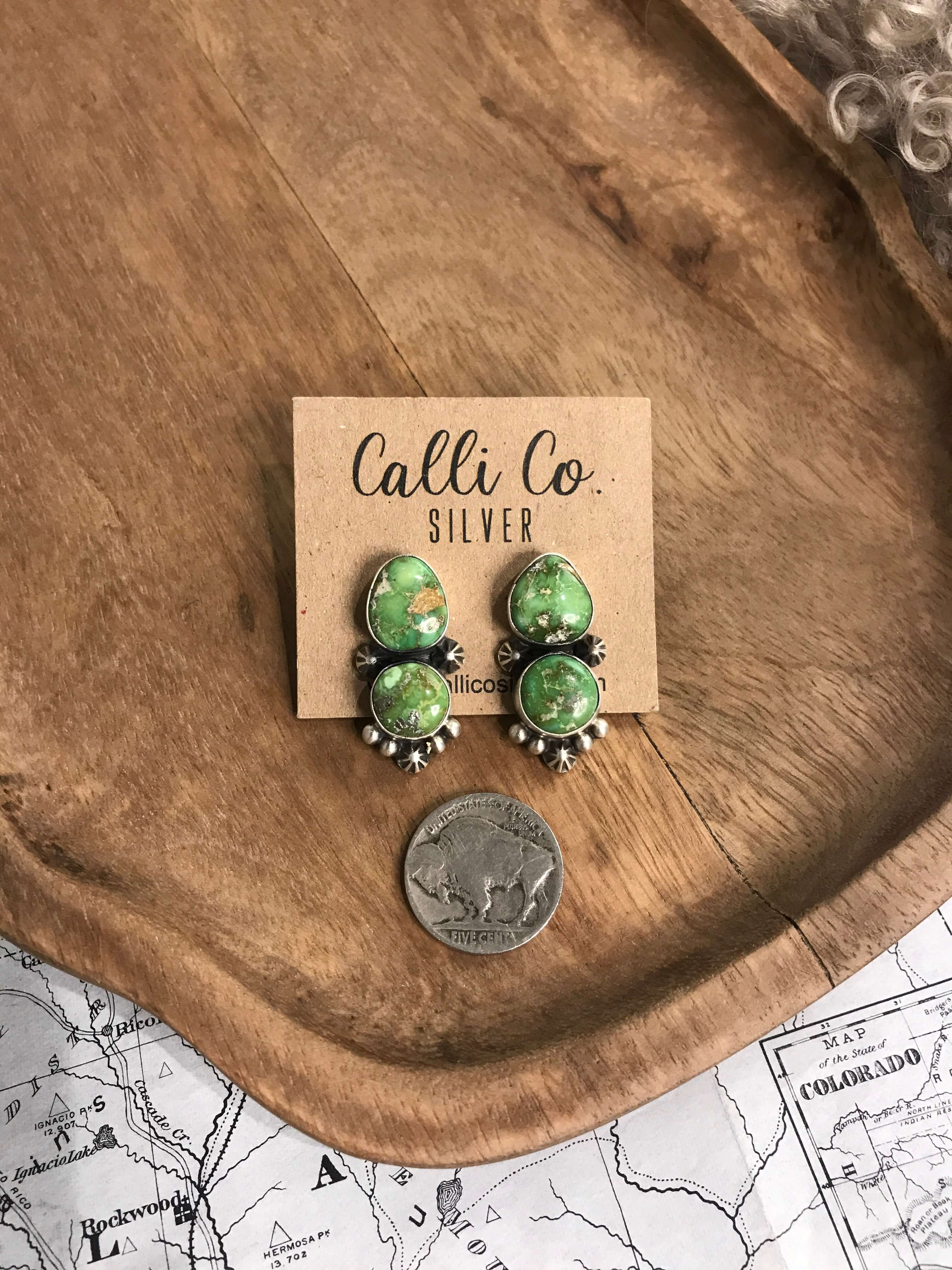 The Emberfield Earrings-Earrings-Calli Co., Turquoise and Silver Jewelry, Native American Handmade, Zuni Tribe, Navajo Tribe, Brock Texas