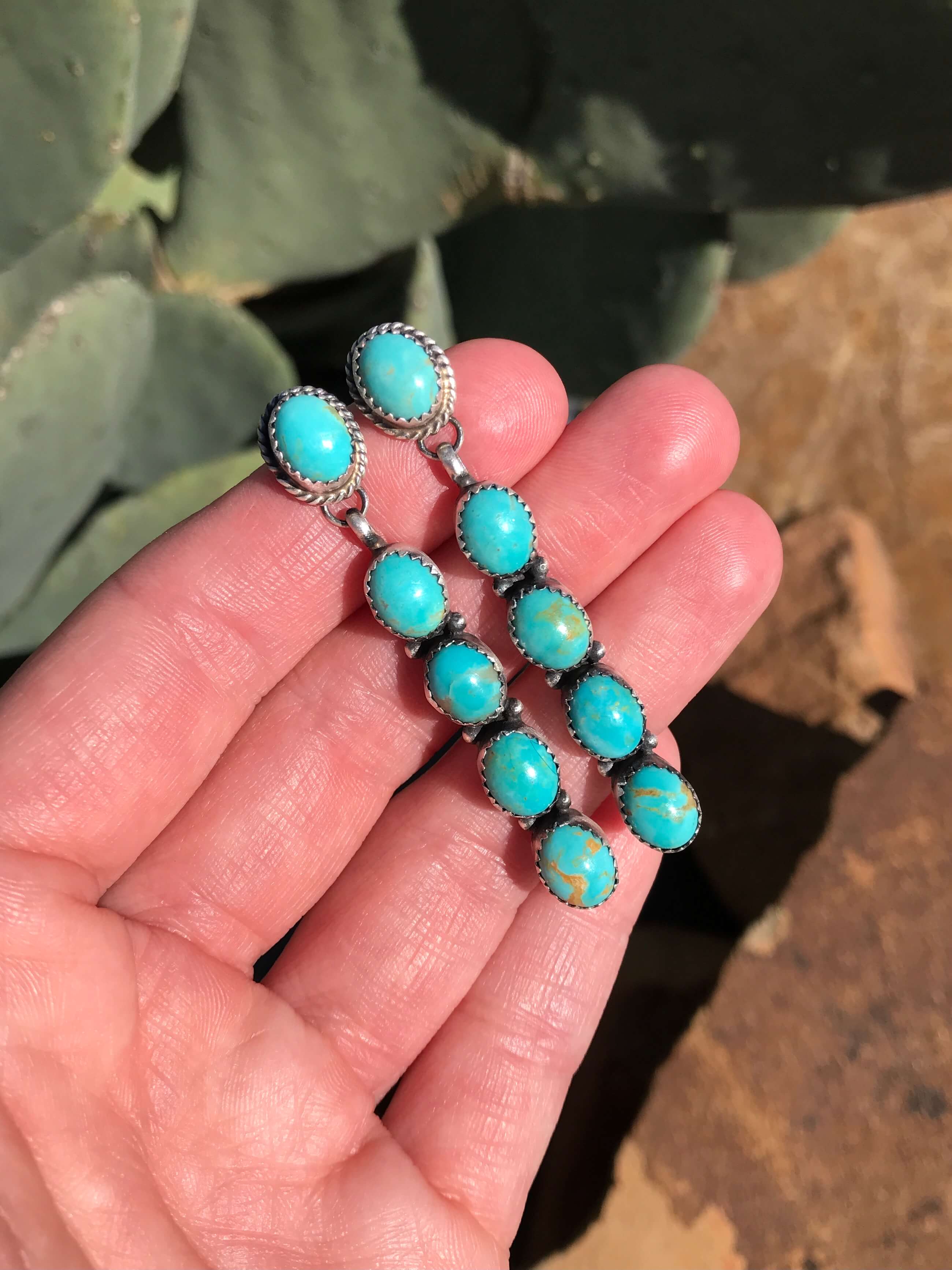 The Mykonos Earrings, 4-Earrings-Calli Co., Turquoise and Silver Jewelry, Native American Handmade, Zuni Tribe, Navajo Tribe, Brock Texas