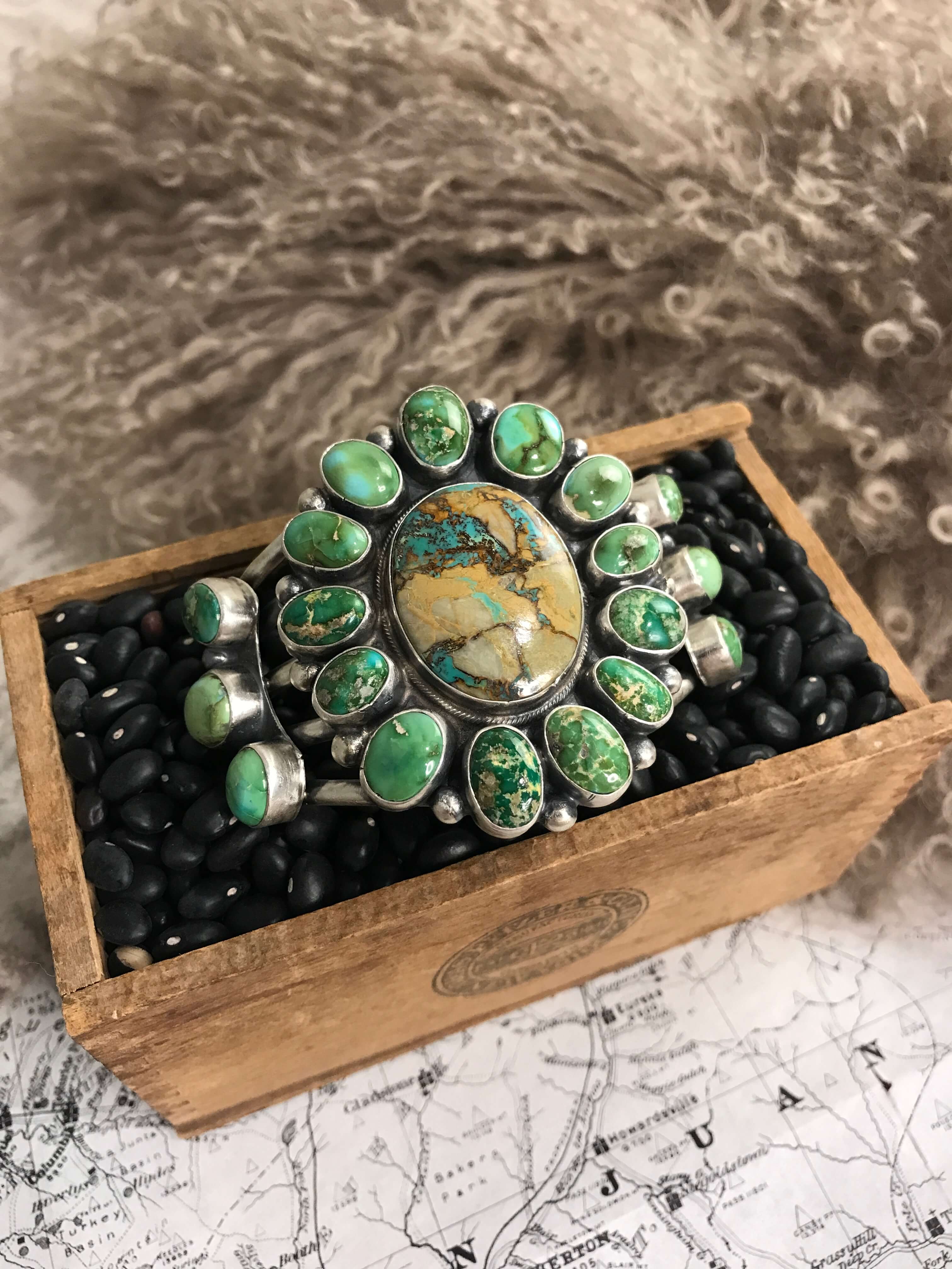 The Pine River Turquoise Cuff-Bracelets & Cuffs-Calli Co., Turquoise and Silver Jewelry, Native American Handmade, Zuni Tribe, Navajo Tribe, Brock Texas