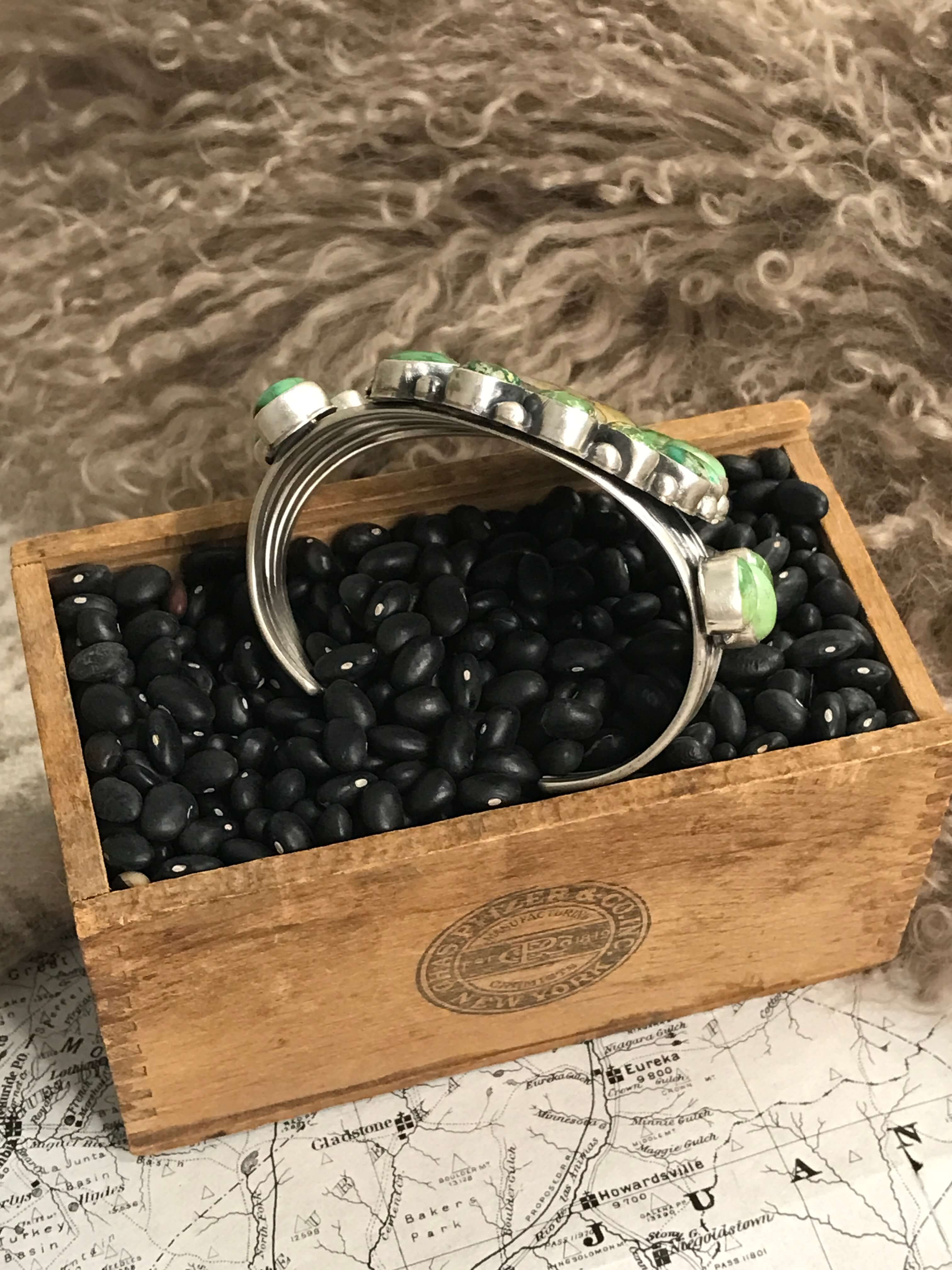 The Pine River Turquoise Cuff-Bracelets & Cuffs-Calli Co., Turquoise and Silver Jewelry, Native American Handmade, Zuni Tribe, Navajo Tribe, Brock Texas