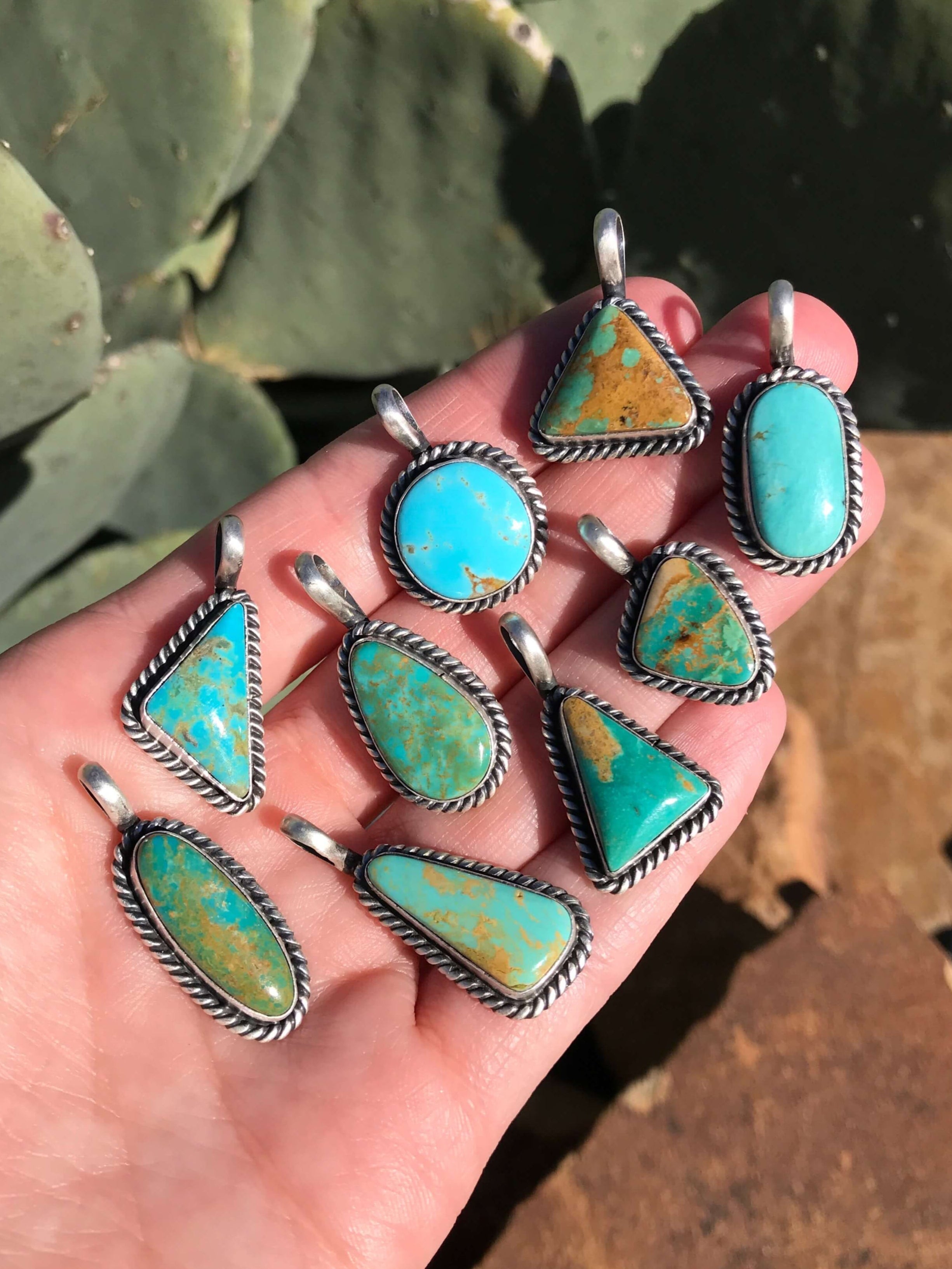 The Yale Turquoise Pendant-Pendants-Calli Co., Turquoise and Silver Jewelry, Native American Handmade, Zuni Tribe, Navajo Tribe, Brock Texas