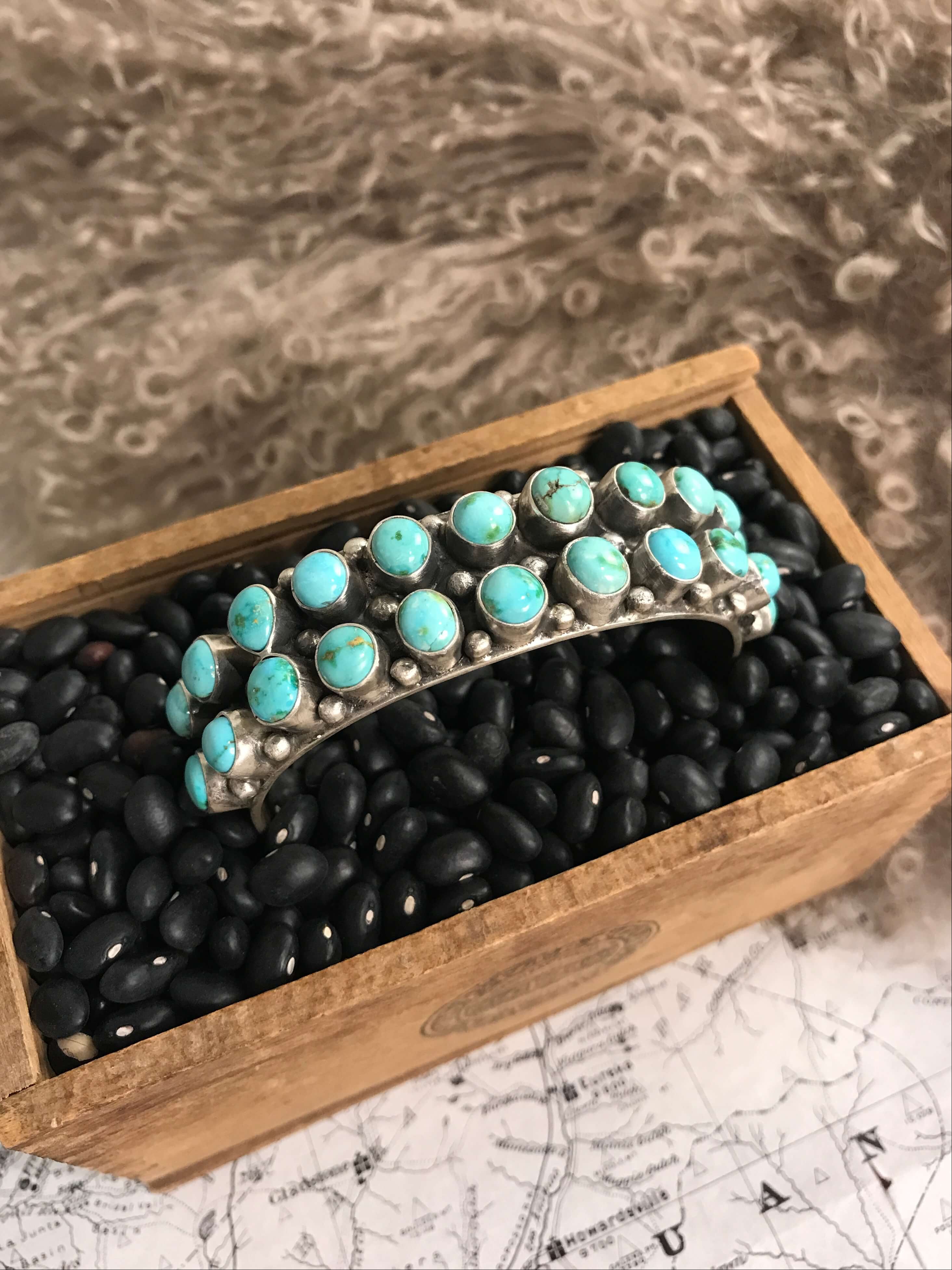 The Indie Double Row Cuff-Bracelets & Cuffs-Calli Co., Turquoise and Silver Jewelry, Native American Handmade, Zuni Tribe, Navajo Tribe, Brock Texas