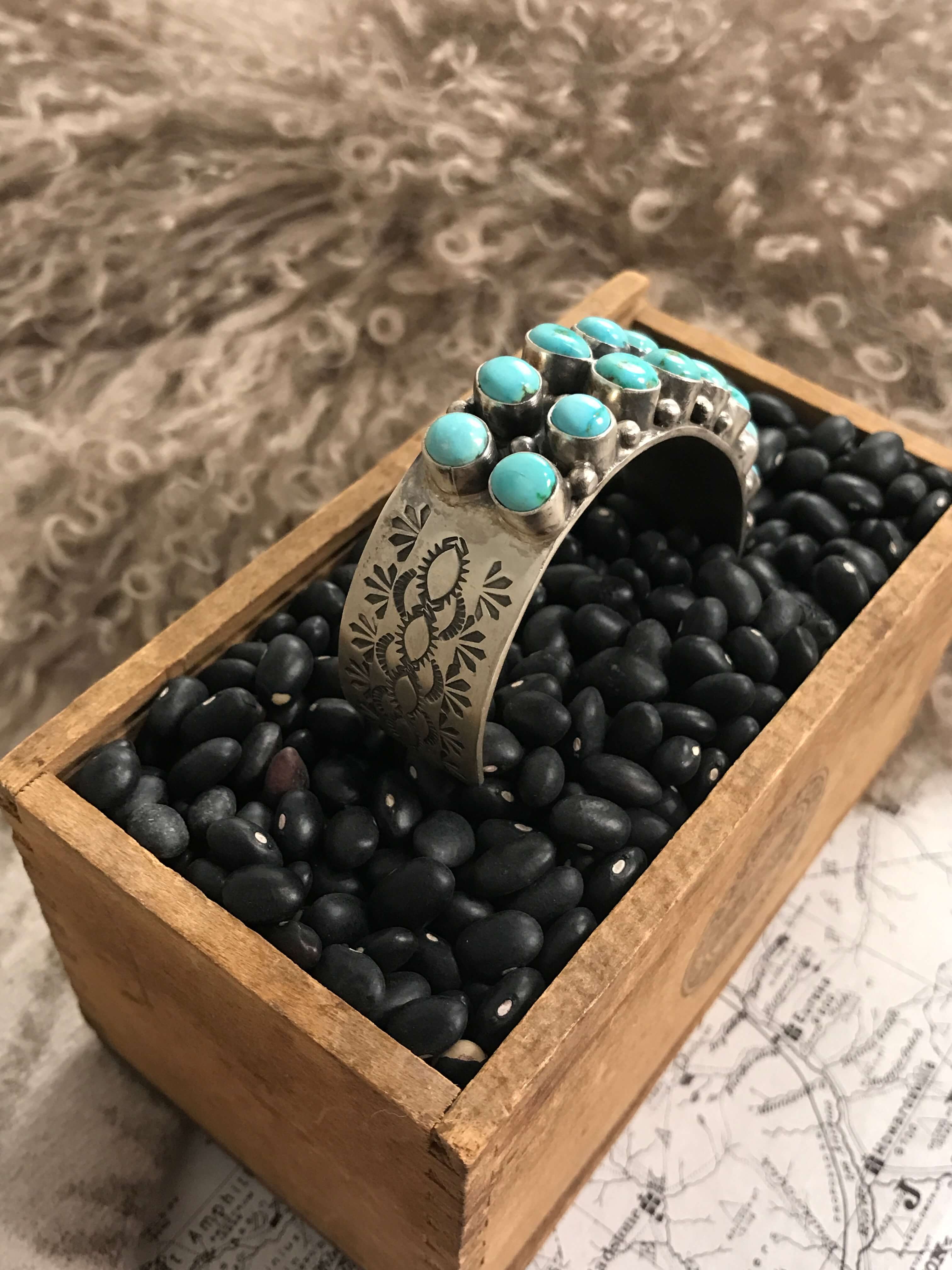 The Indie Double Row Cuff-Bracelets & Cuffs-Calli Co., Turquoise and Silver Jewelry, Native American Handmade, Zuni Tribe, Navajo Tribe, Brock Texas