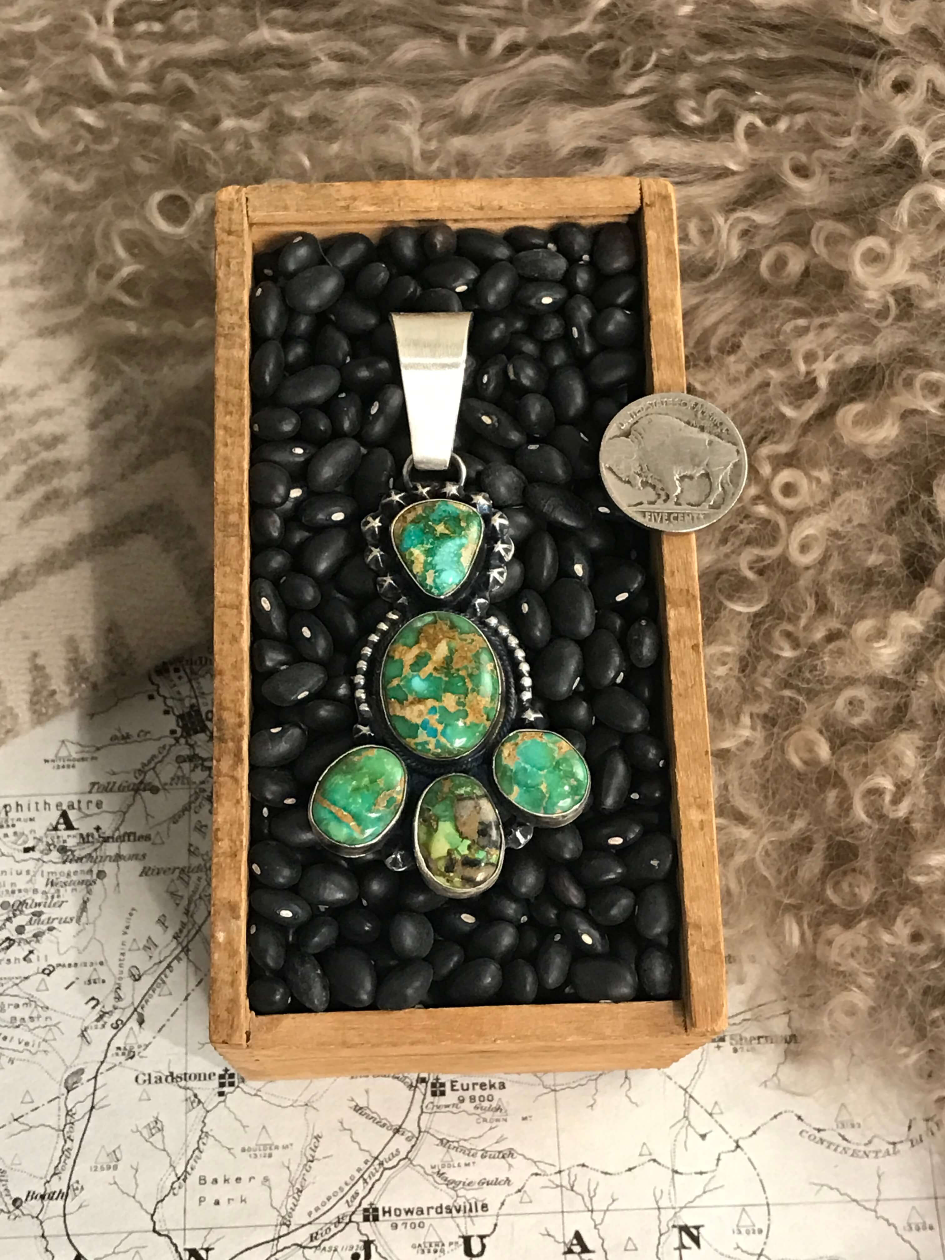 The Ormond Turquoise Pendant-Pendants-Calli Co., Turquoise and Silver Jewelry, Native American Handmade, Zuni Tribe, Navajo Tribe, Brock Texas